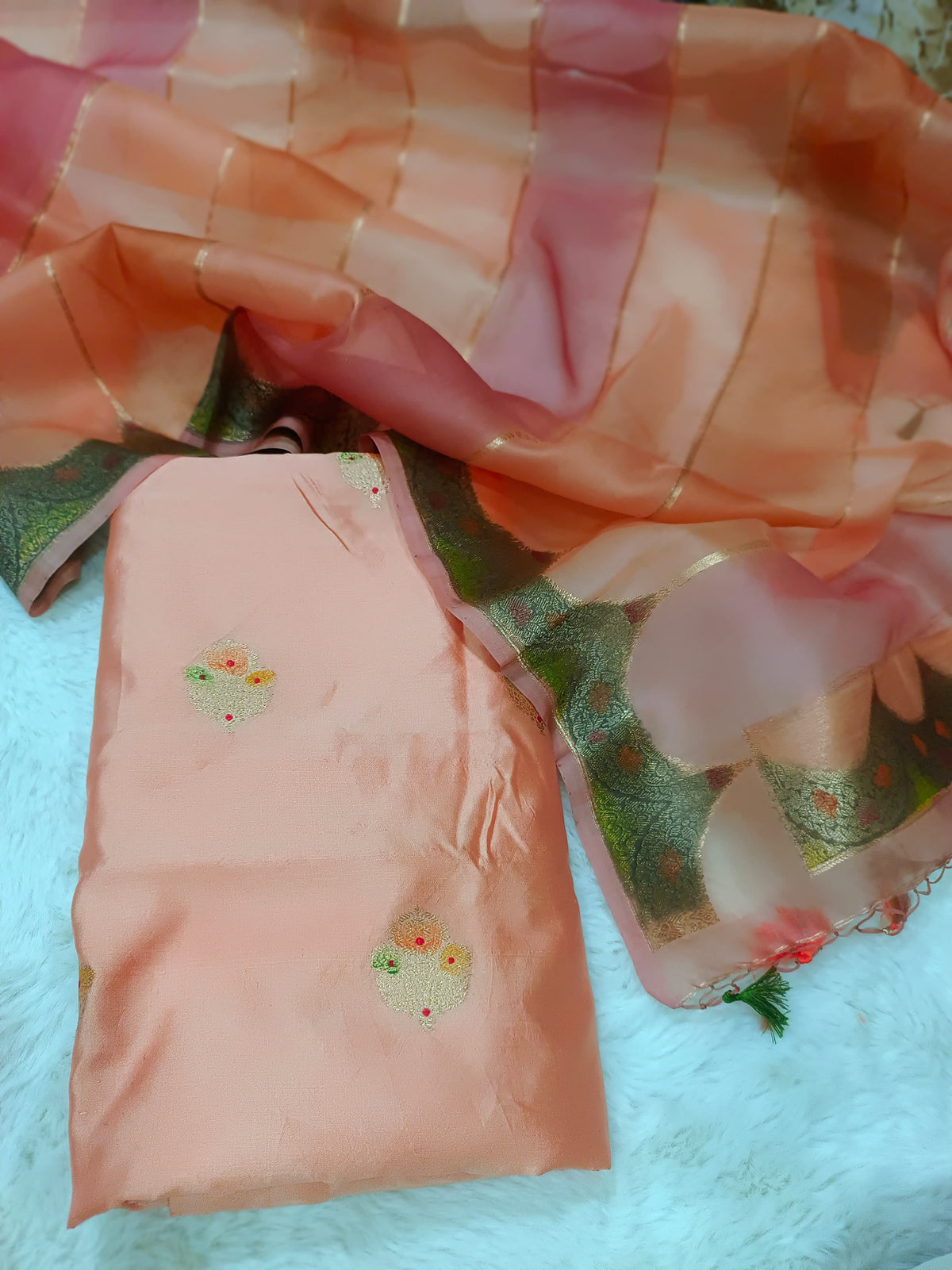 Pure Katan Silk Kadhua Handloom Suit 3 Pcs