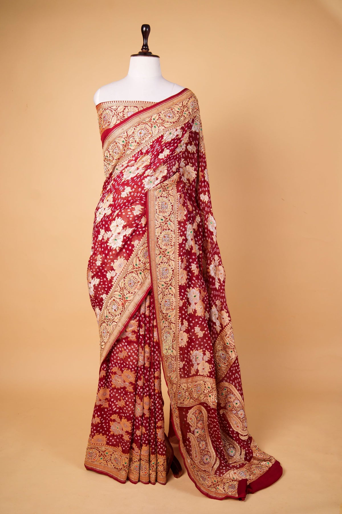 Pure Chiffon Khaddi Handloom Embroidery Zardozi Saree
