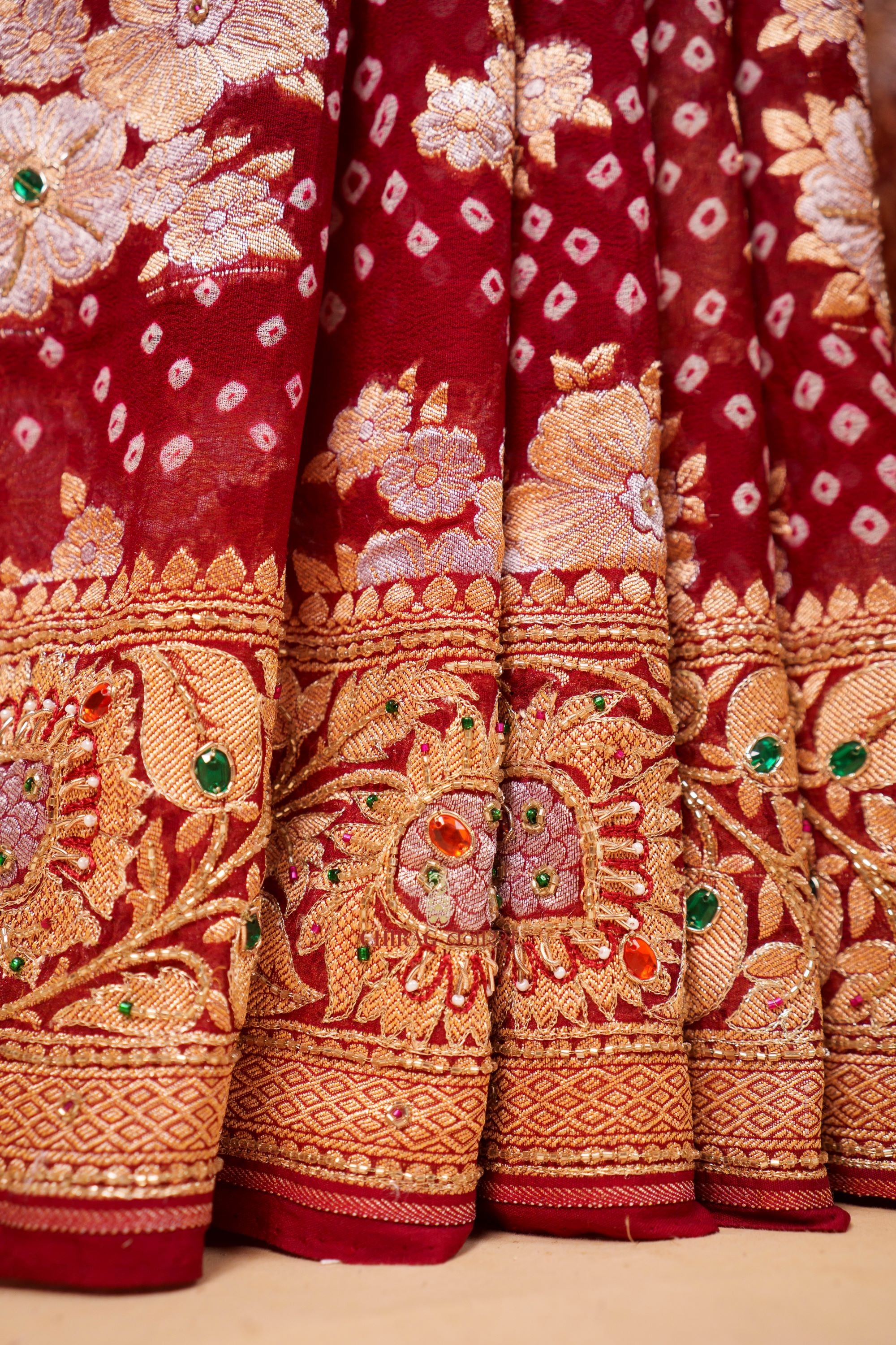 Pure Chiffon Khaddi Handloom Embroidery Zardozi Saree