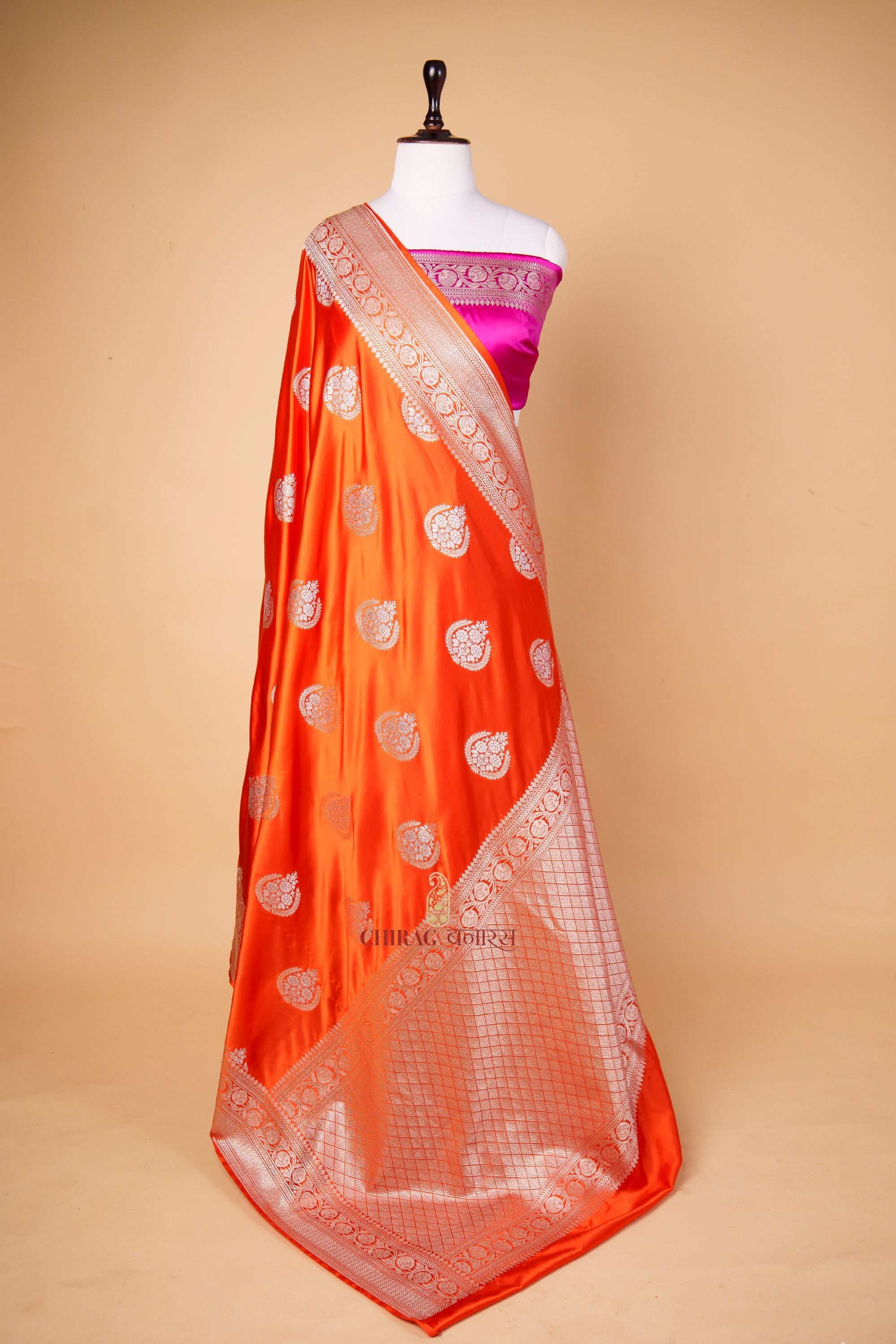 Mashru Katan Silk Silver and Gold Zari work Saree
