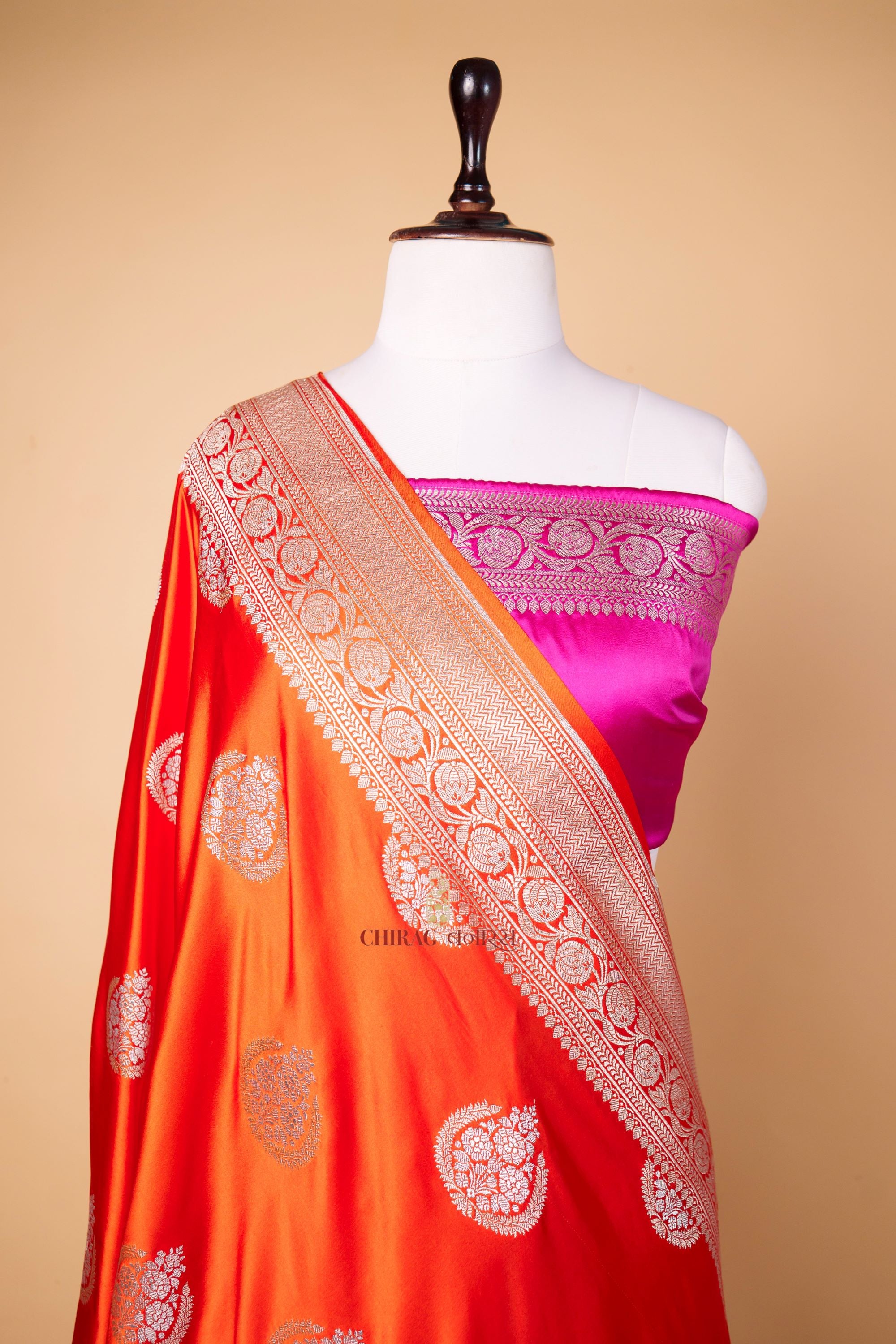 Mashru Katan Silk Silver and Gold Zari work Saree