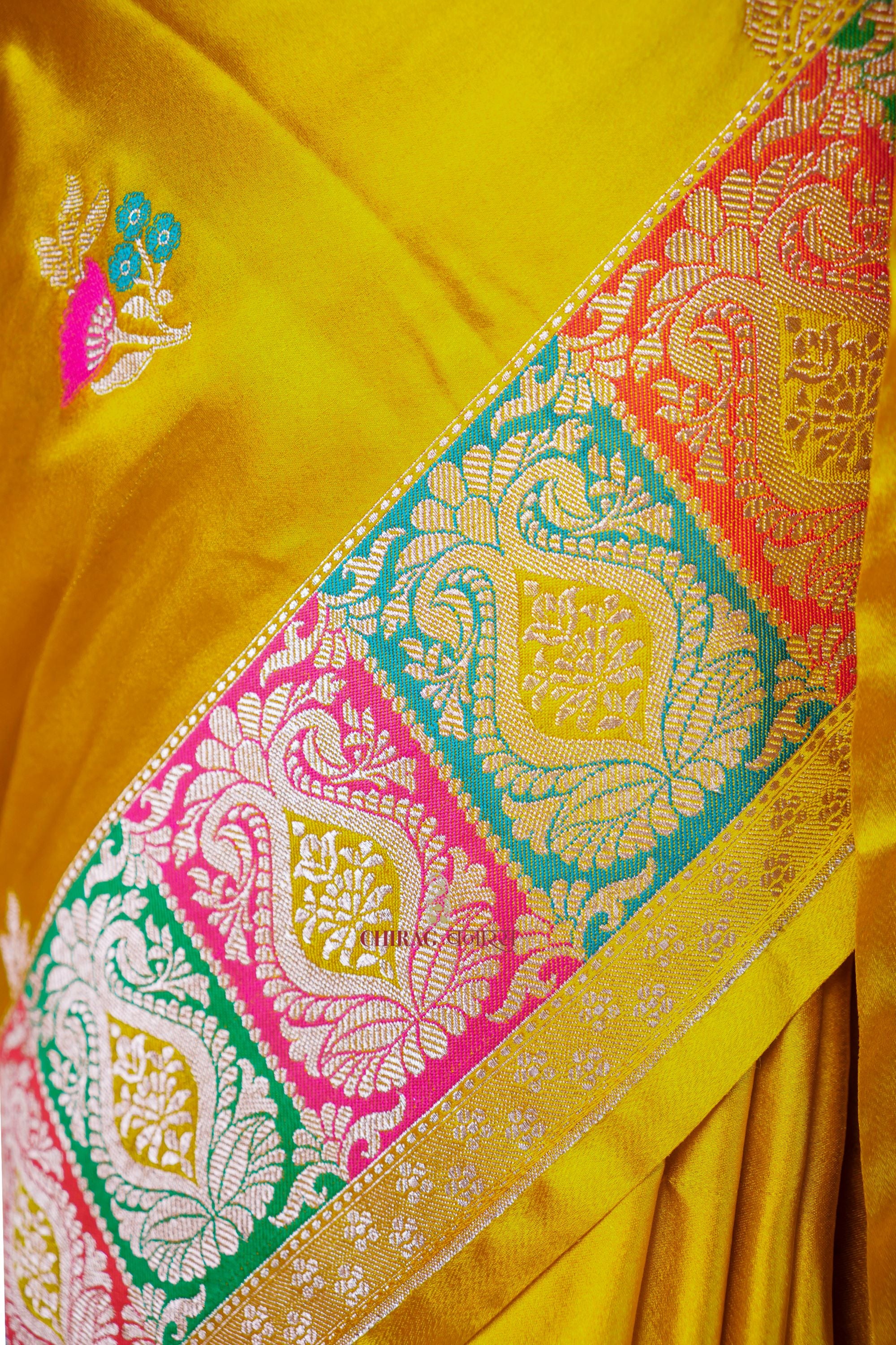 Mashru Katan Silk Rangkat Border Saree