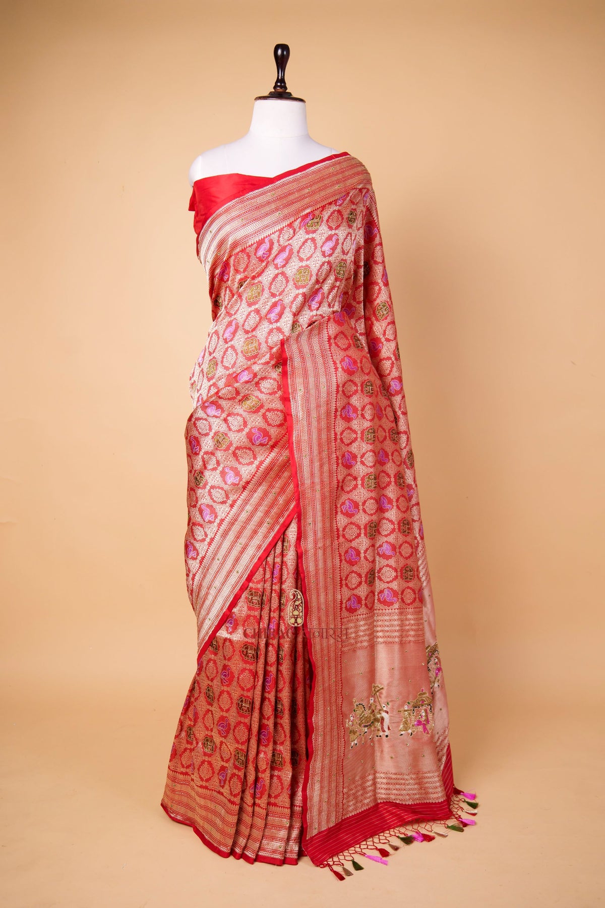 Mashru Katan Silk with Hand Embroidery Work Saree