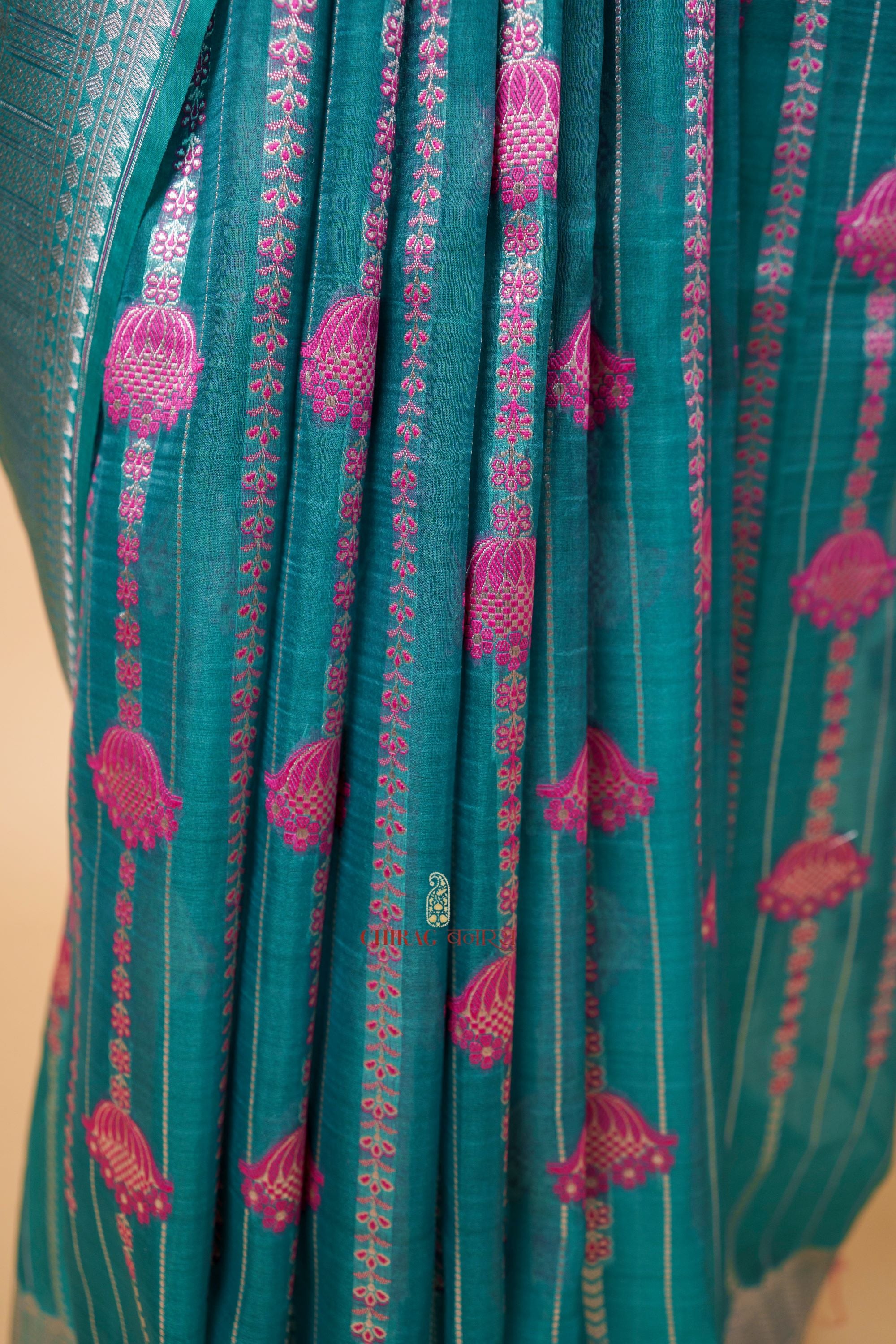 Kora Organza Designer Tripicle Design Saree