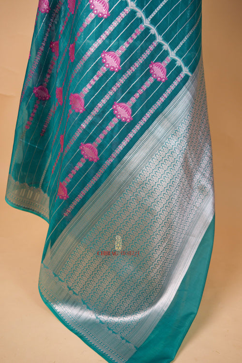 Kora Organza Designer Tripicle Design Saree