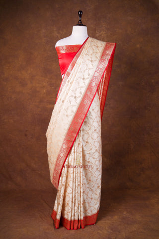 Mashru Katan Silk Contrast Anchal Border Saree