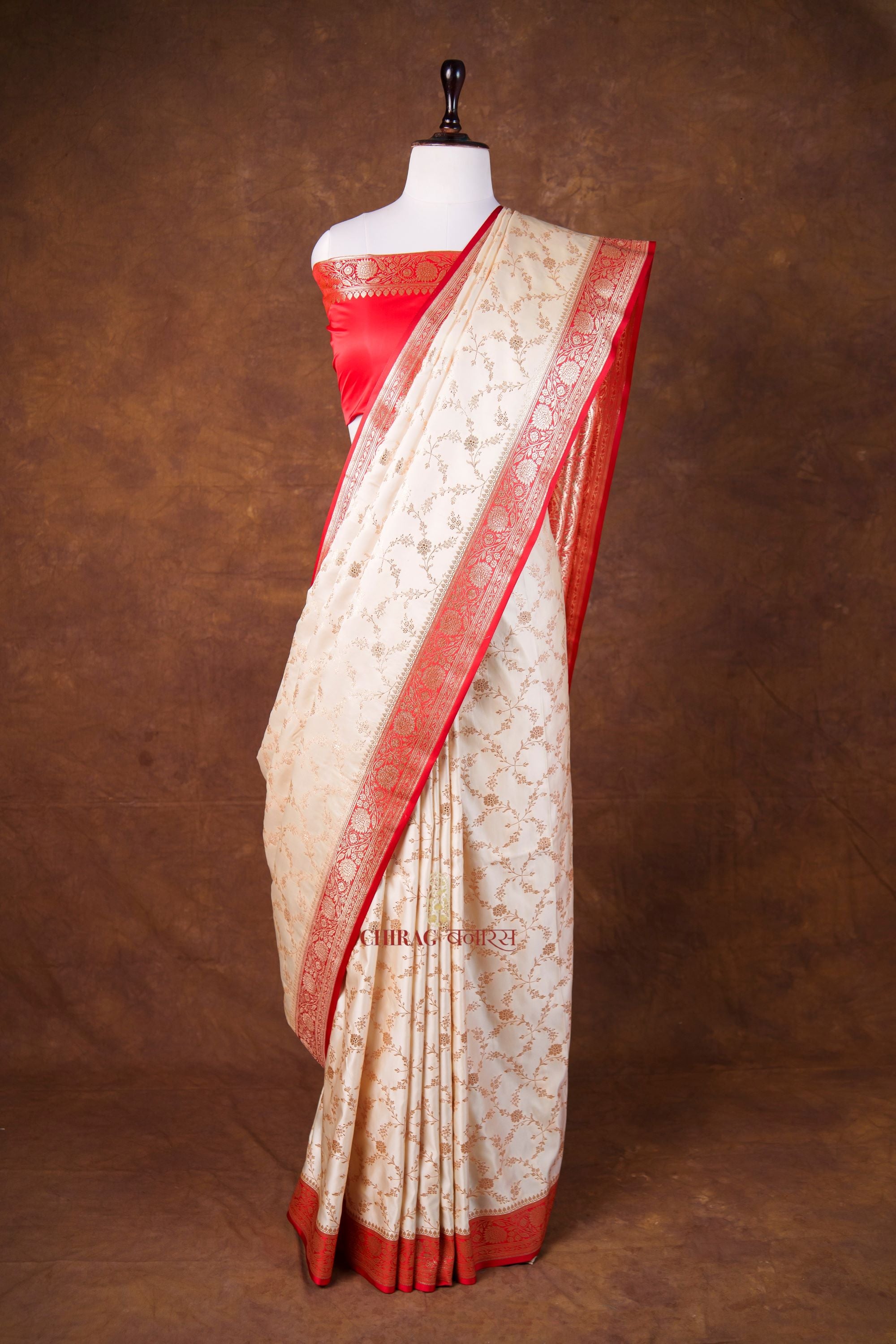 Mashru Katan Silk Contrast Anchal Border Saree