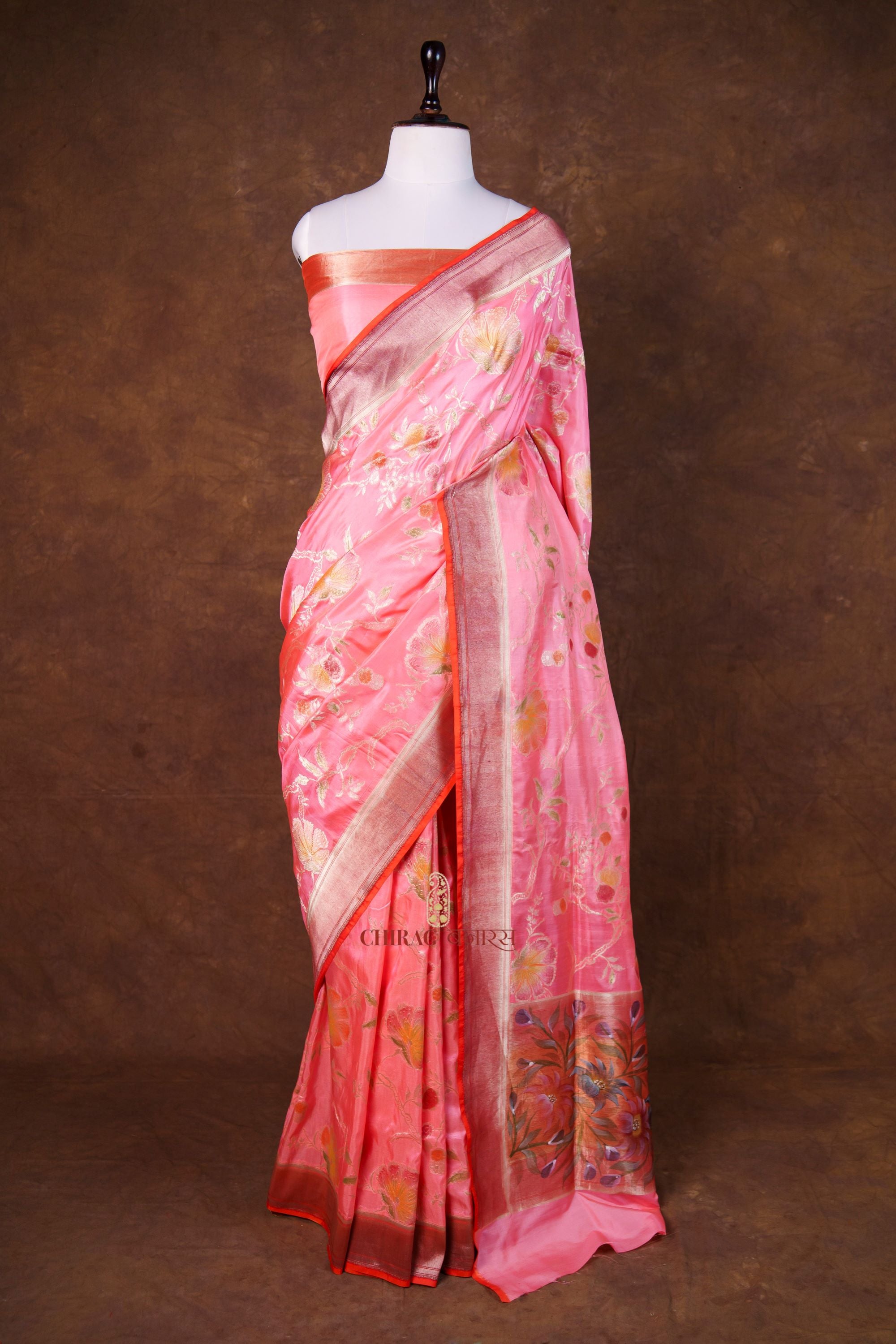 Pure Katan Silk Saree Jangla Weave