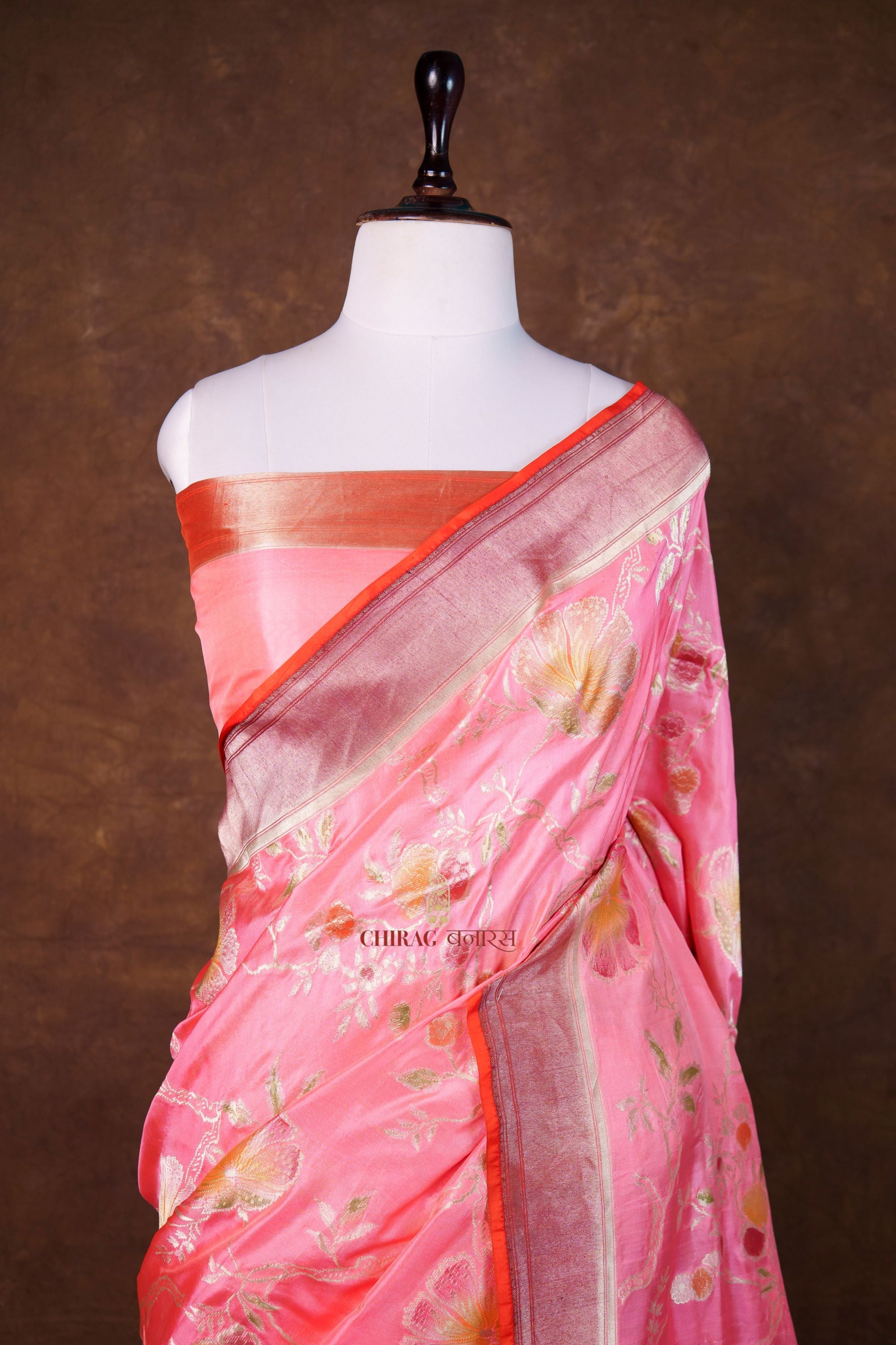 Pure Katan Silk Saree Jangla Weave