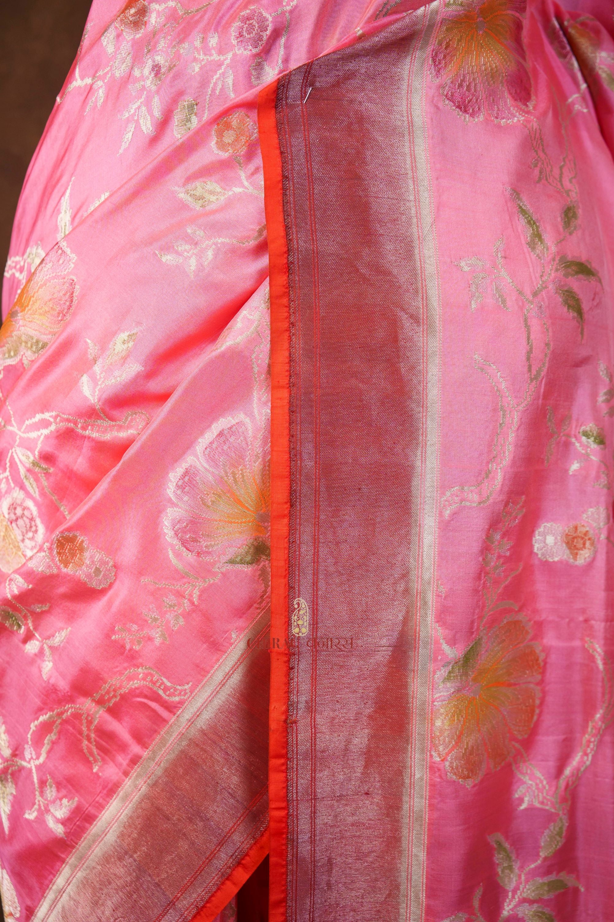 Pure Katan Silk Saree Jangla Weave