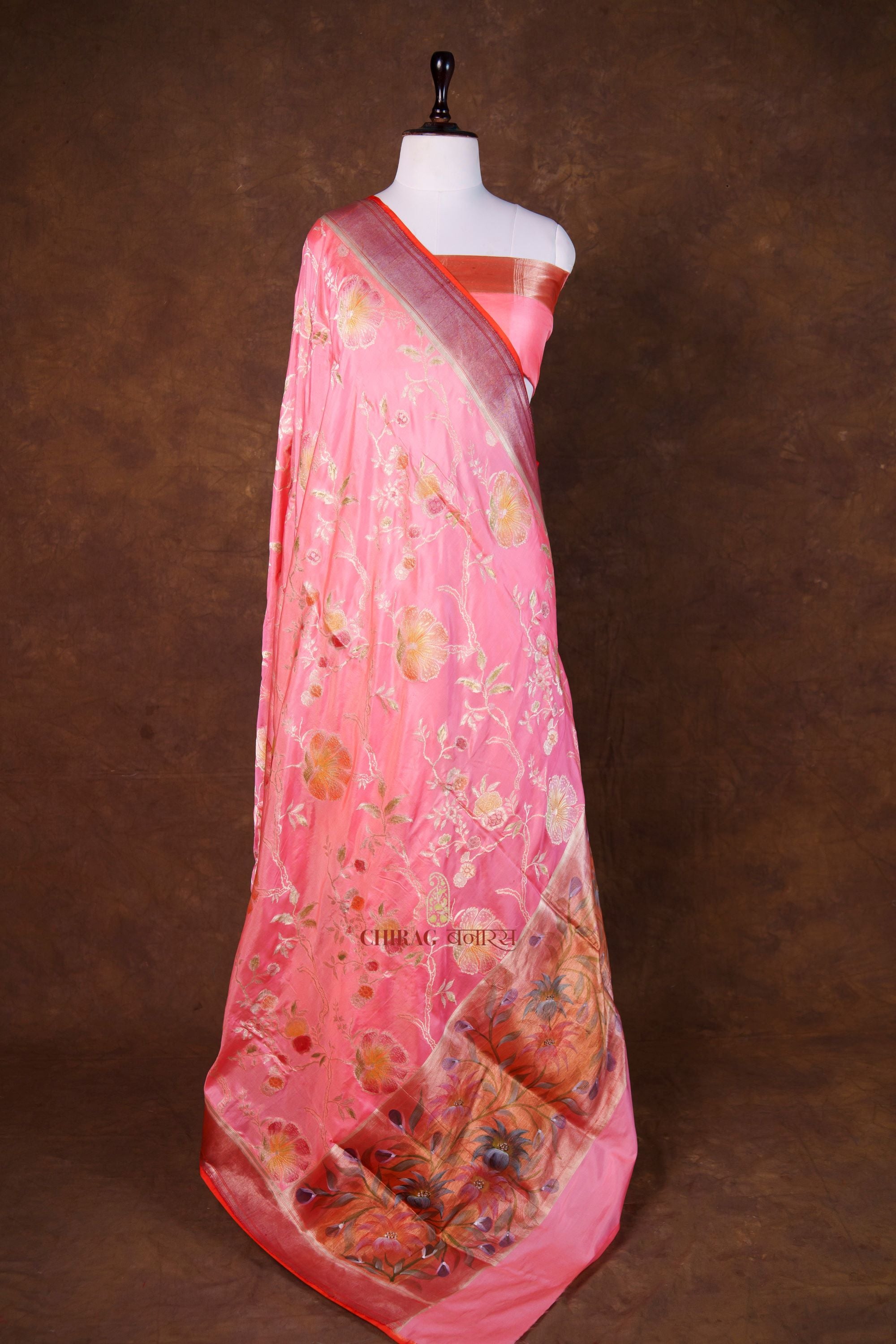 Pure Katan Silk Saree Jangla Weave