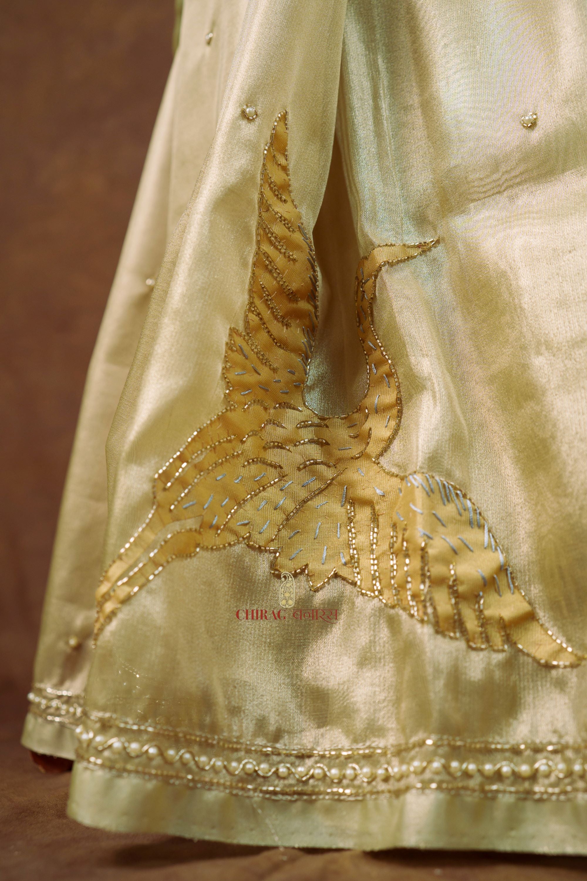 Tissue Birds Designer Hand Work Saree