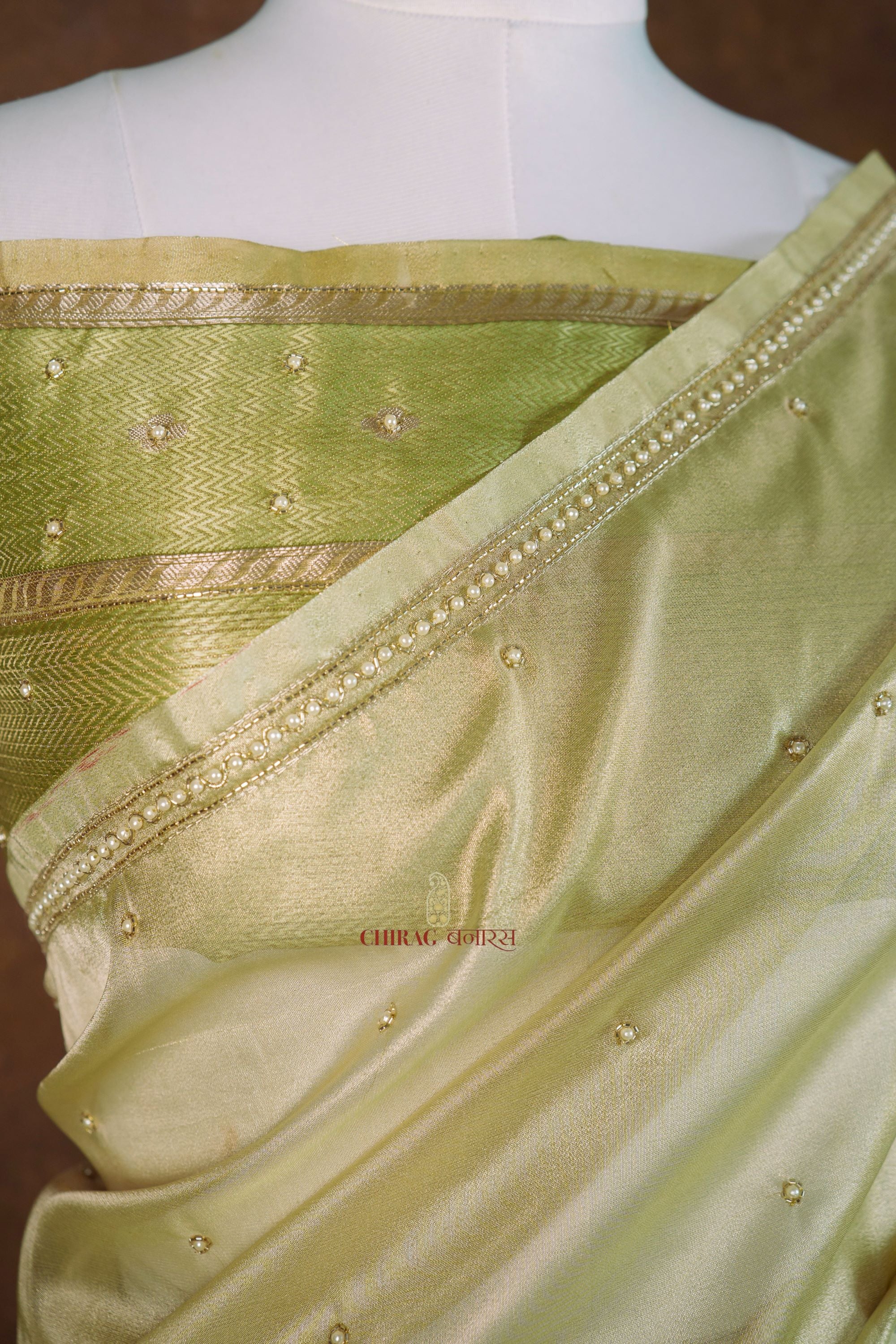 Tissue Birds Designer Hand Work Saree
