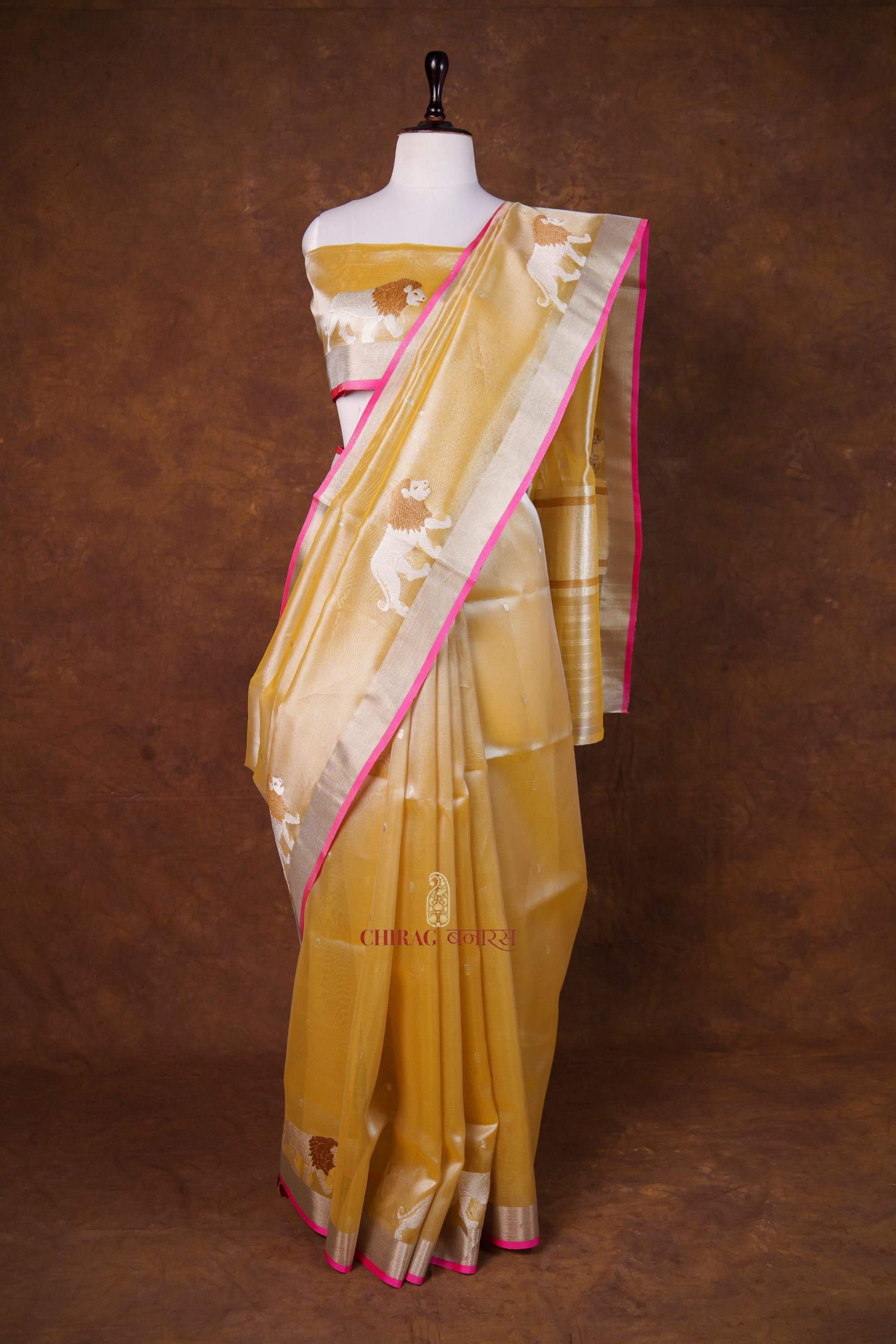 Tissue Golden Lion Kadhua Saree