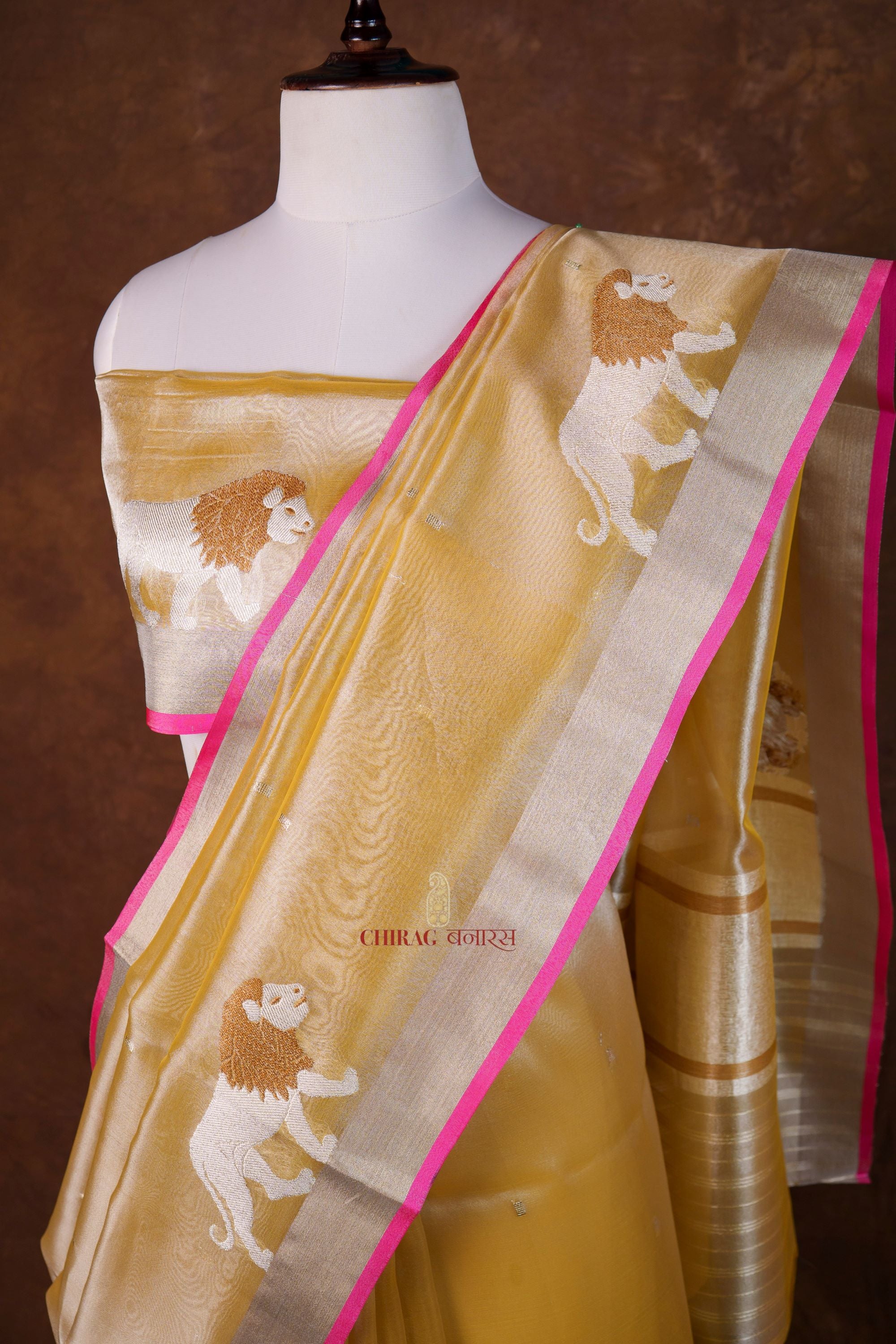 Tissue Golden Lion Kadhua Saree