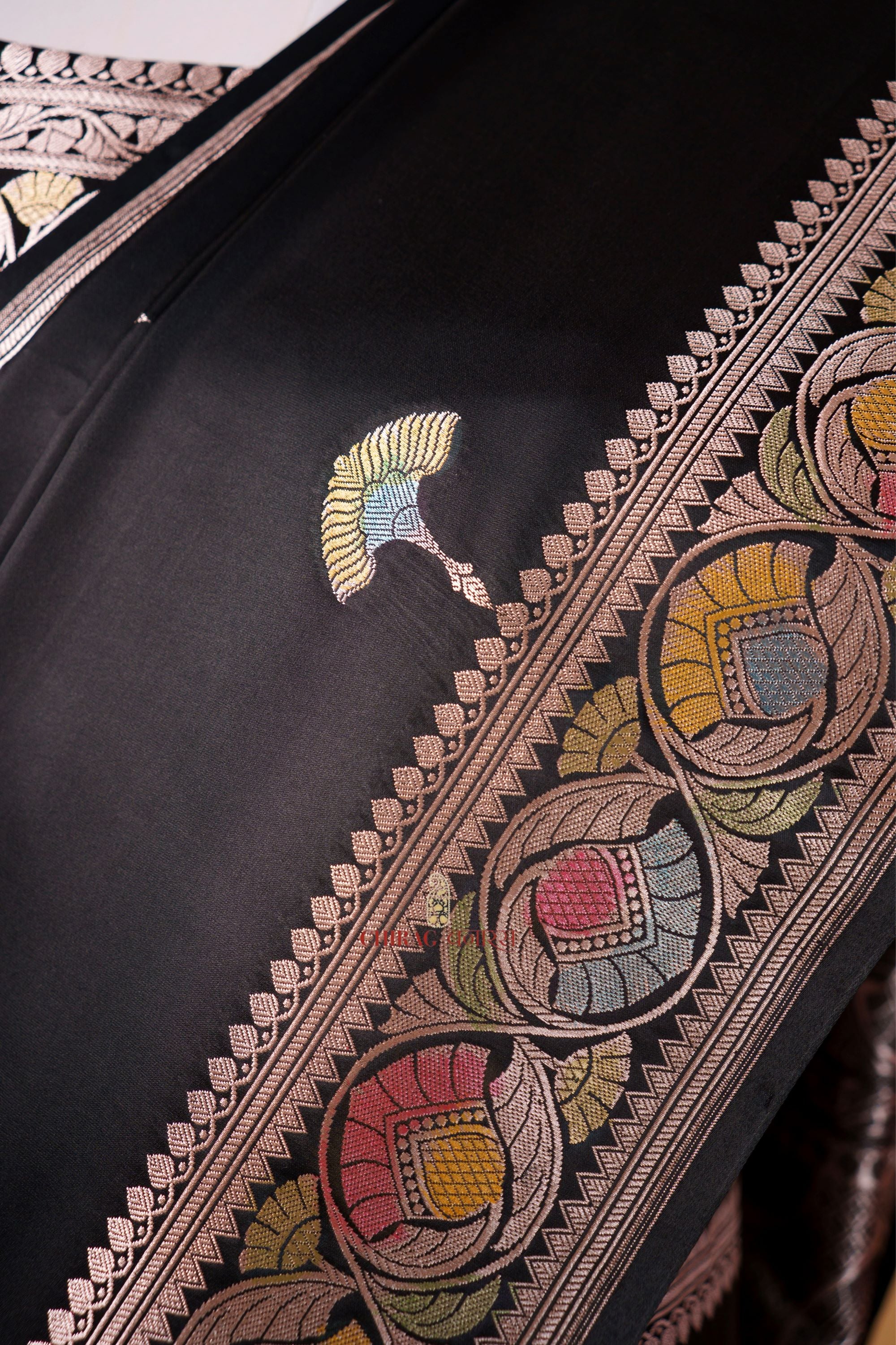 Mashru Katan Silk Hand Dye Work Saree