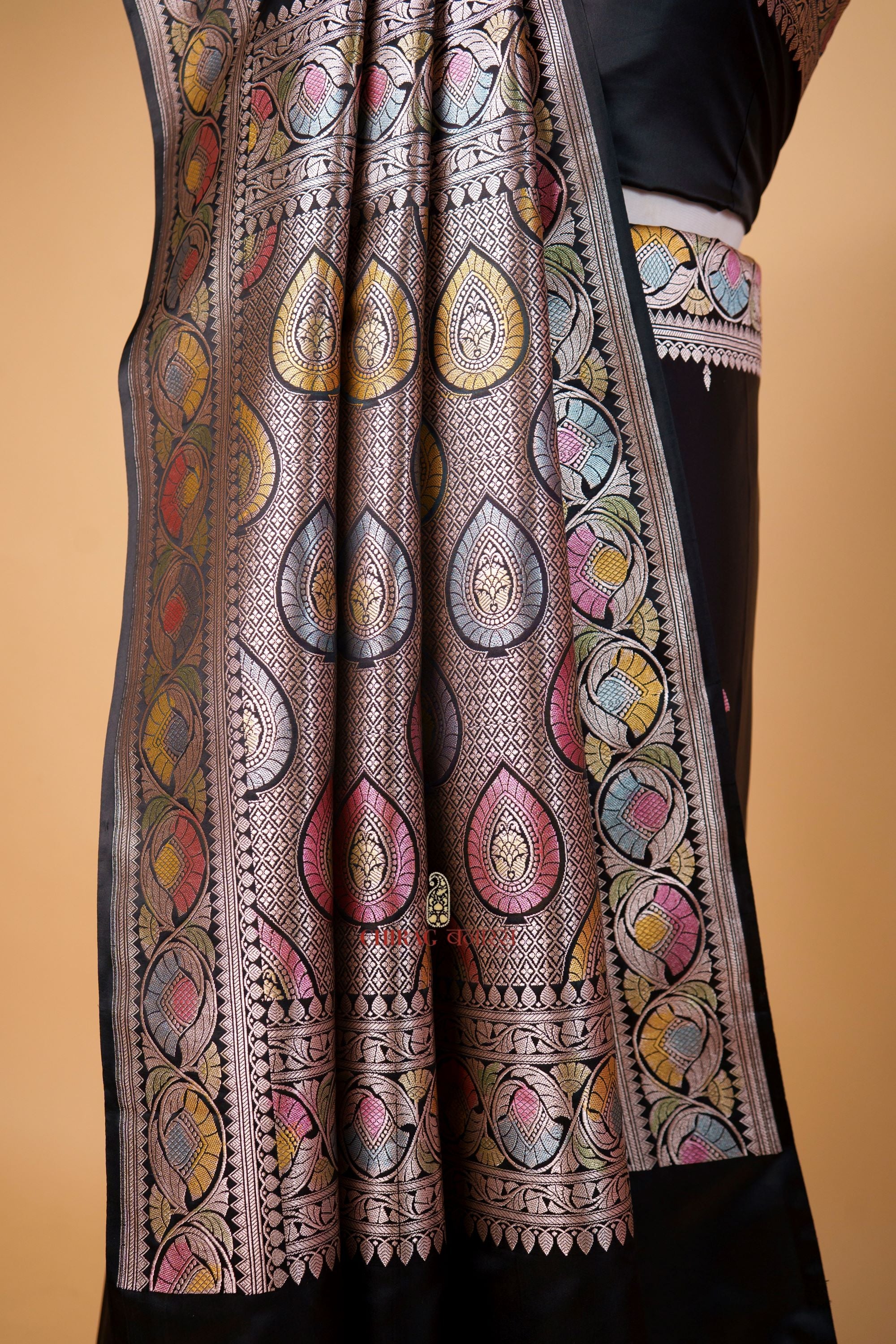 Mashru Katan Silk Hand Dye Work Saree