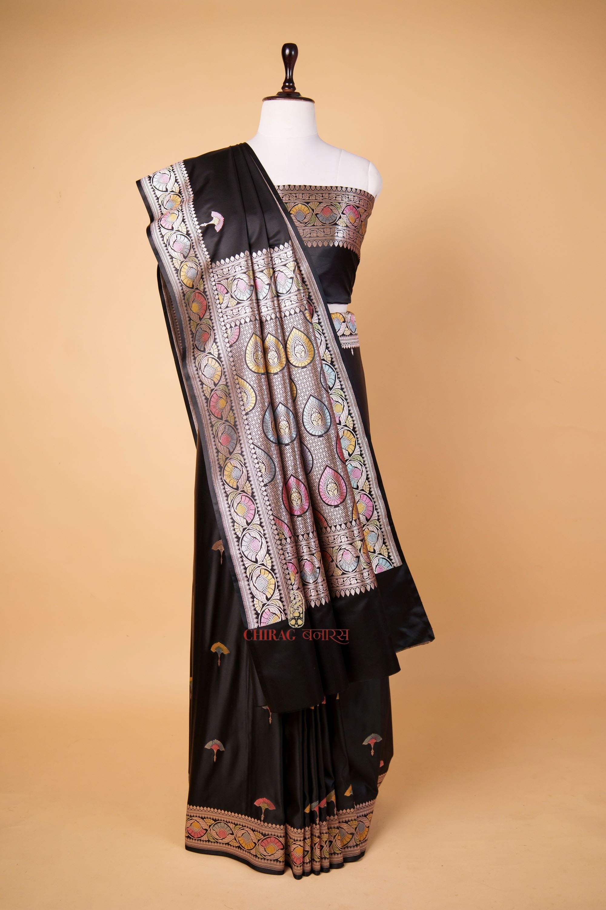 Mashru Katan Silk Hand Dye Work Saree