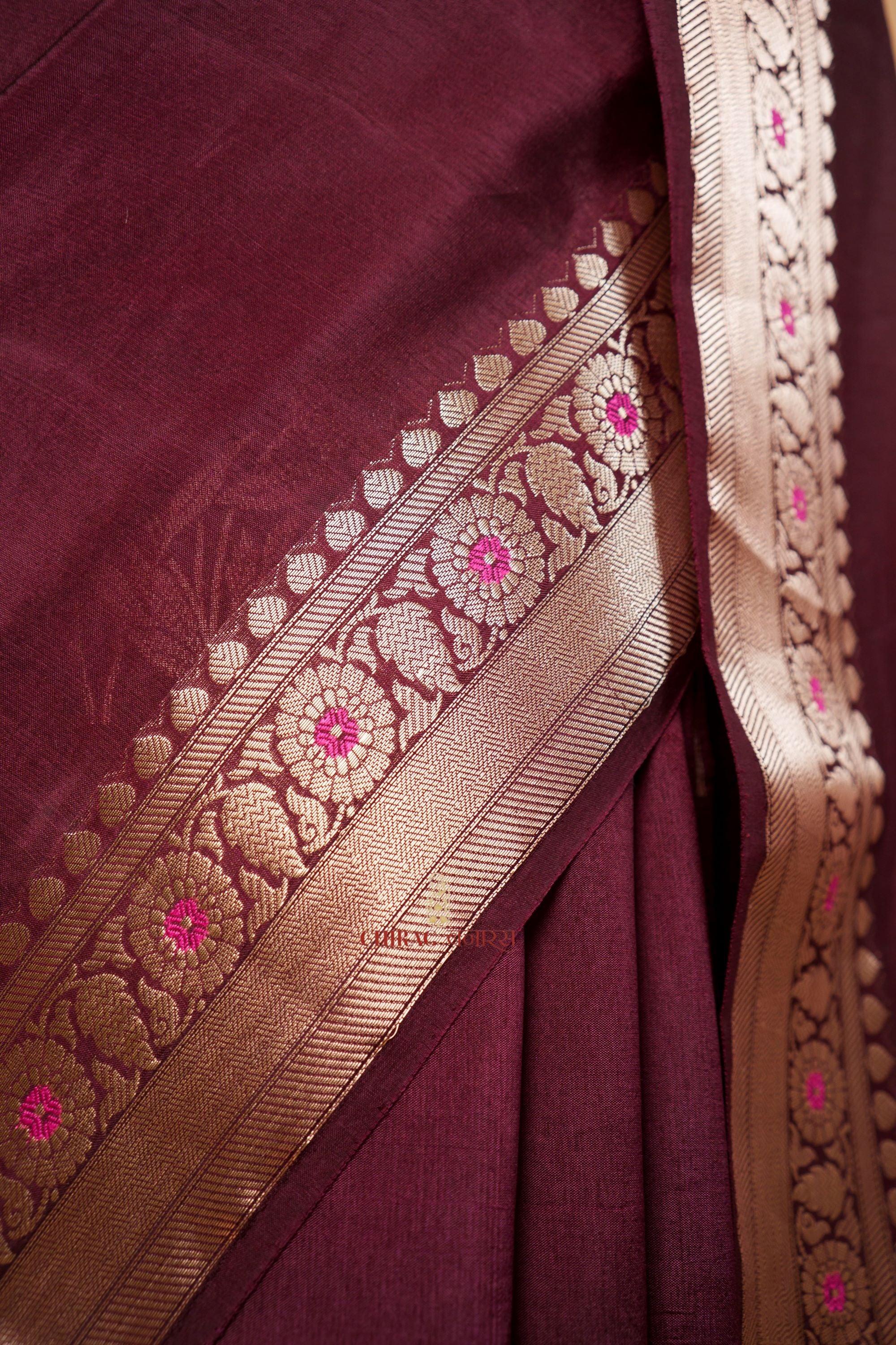Pure Mango Silk Saree With Contrast Blouse