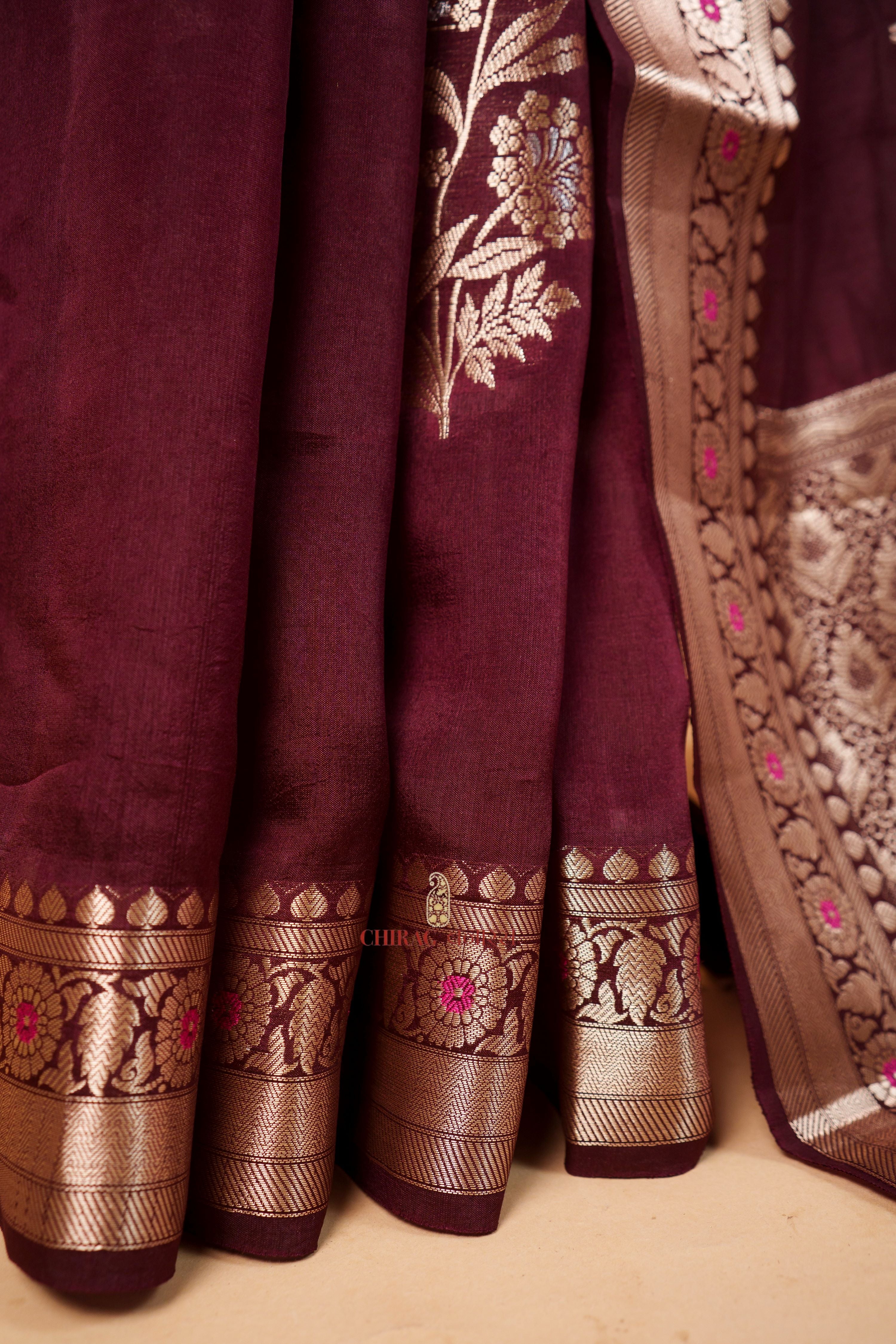 Pure Mango Silk Saree With Contrast Blouse