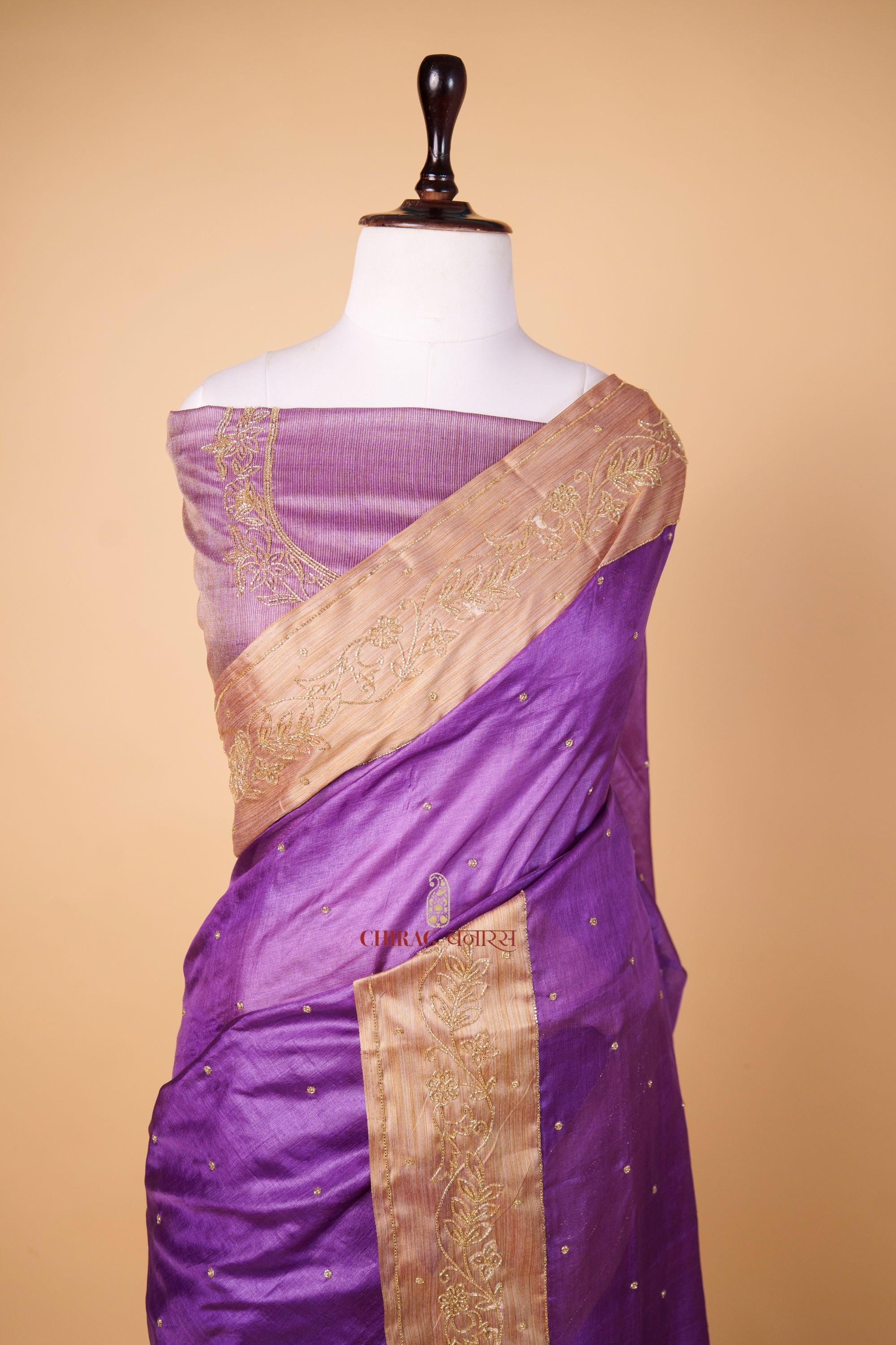 Pure Tussar Silk Hand Embroidery Saree