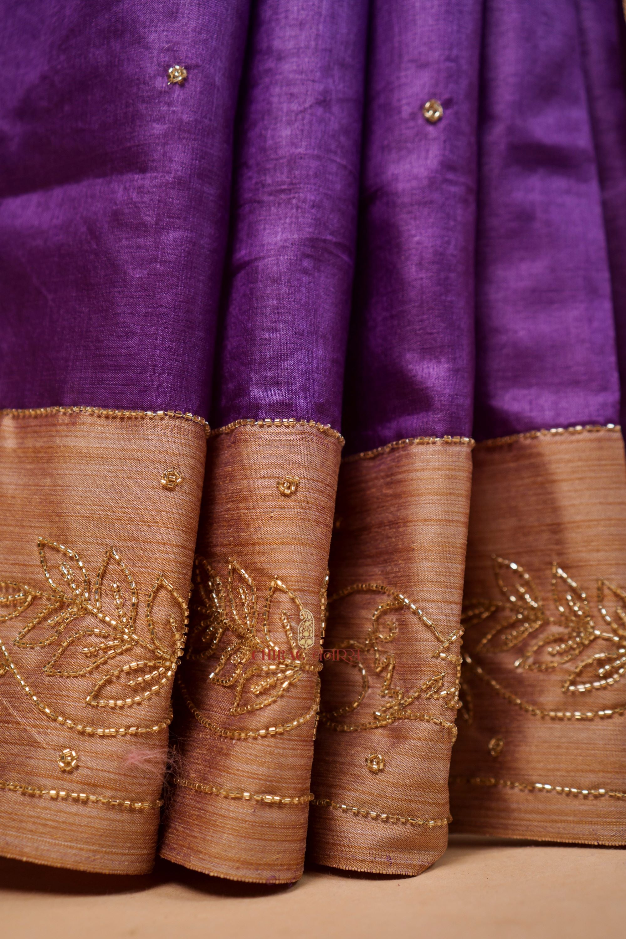 Pure Tussar Silk Hand Embroidery Saree