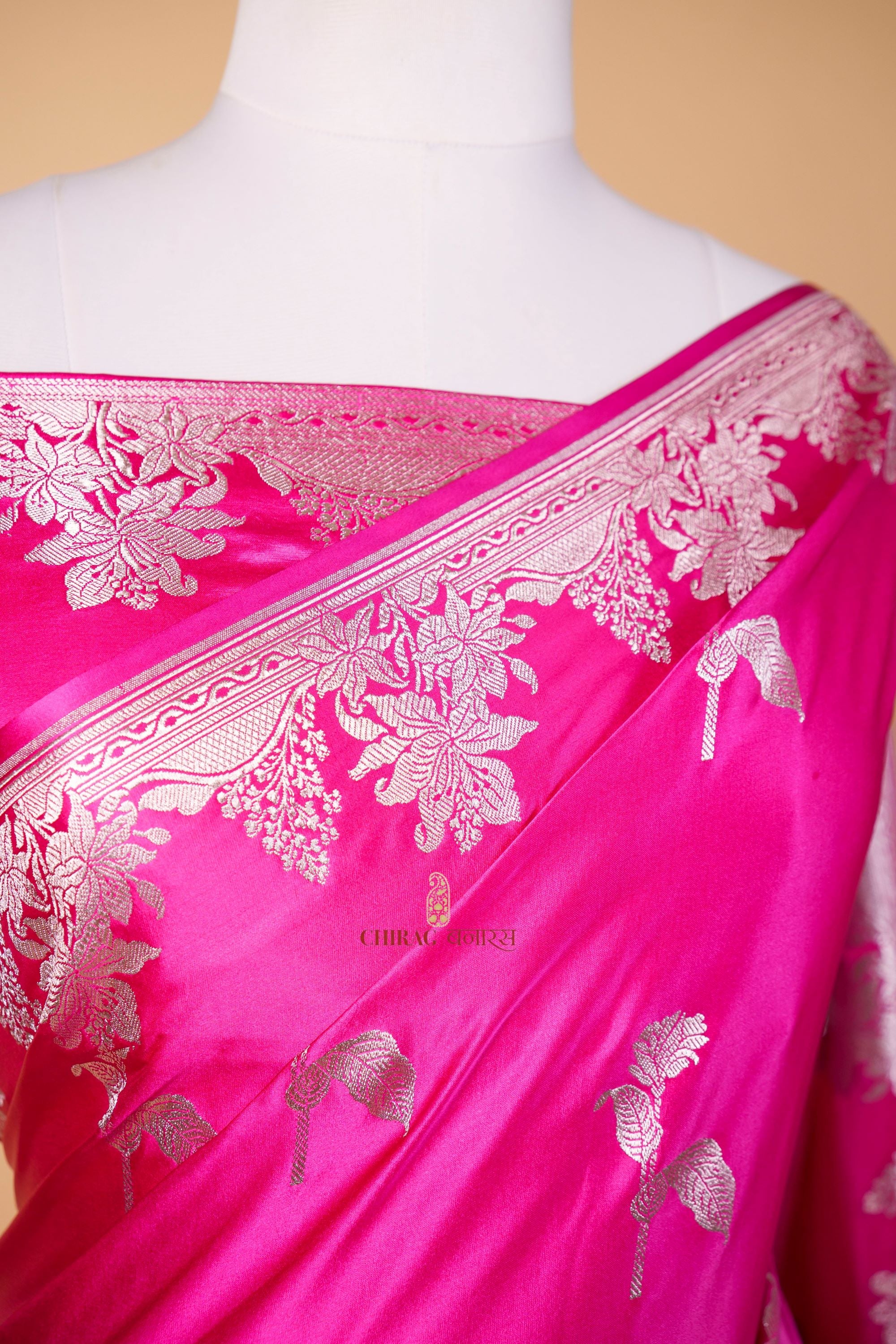 Mashru Katan Silk Water Zari Work Saree