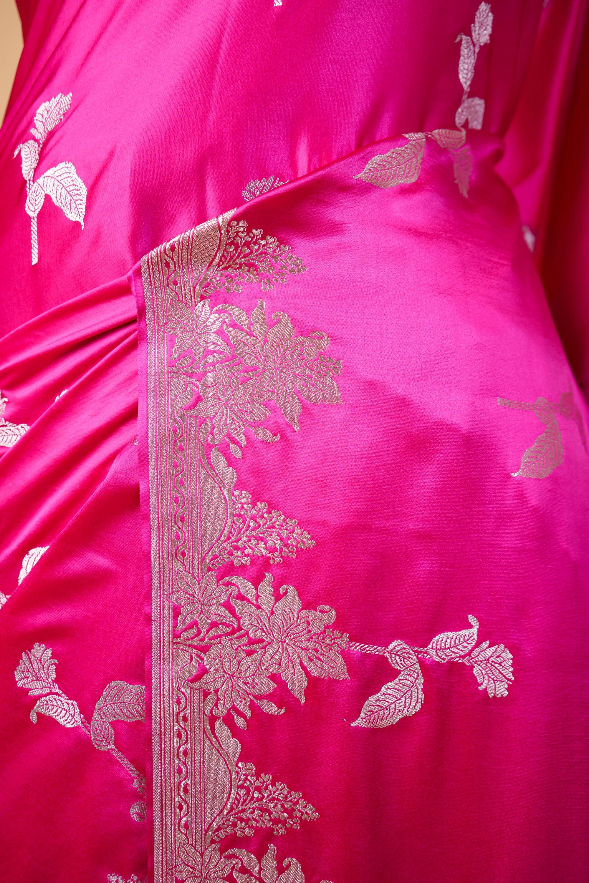 Mashru Katan Silk Water Zari Work Saree