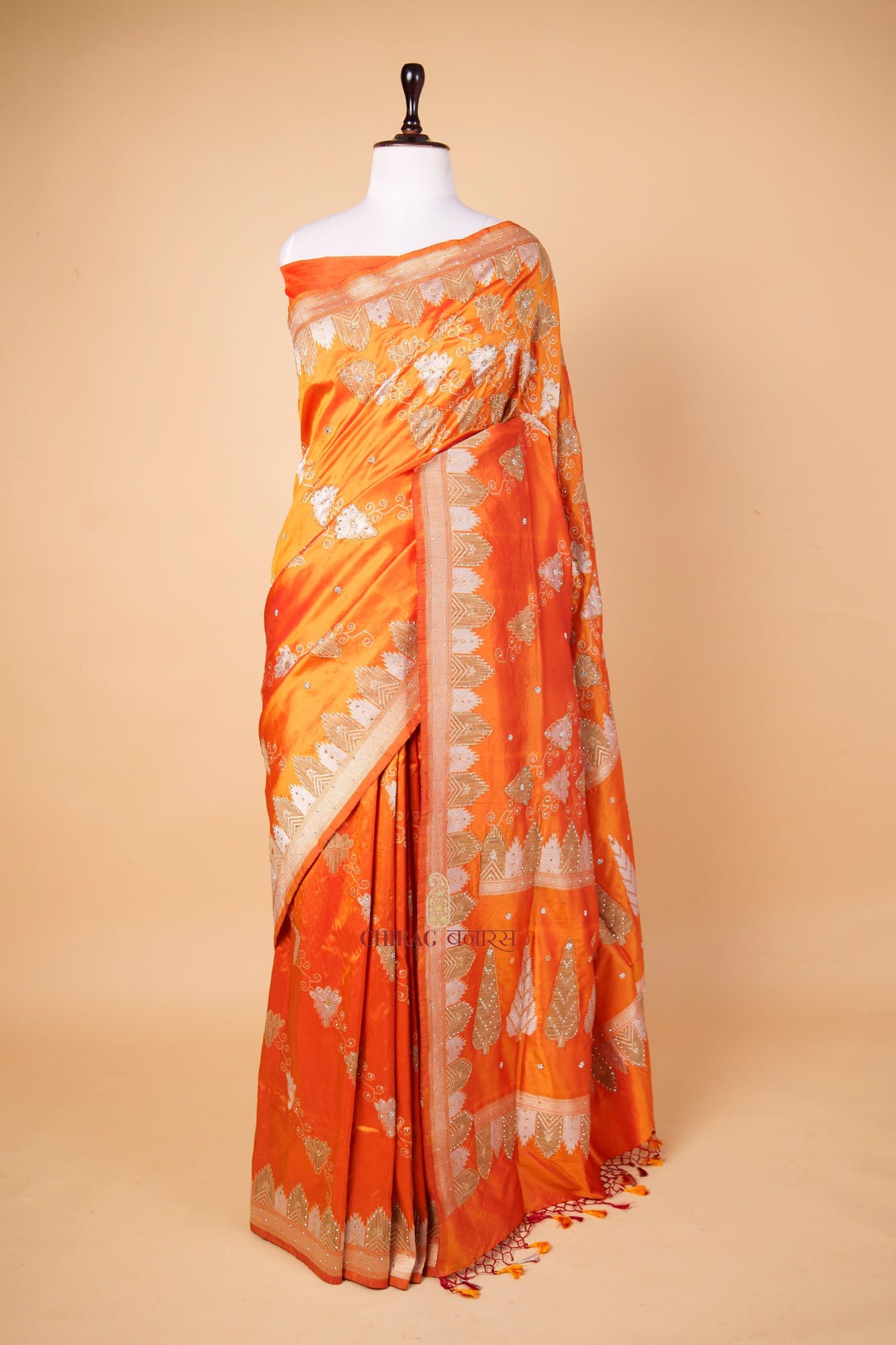 Pure Kadhua Handloom Saree Designer Hand Embroidery Zardozi Work Saree