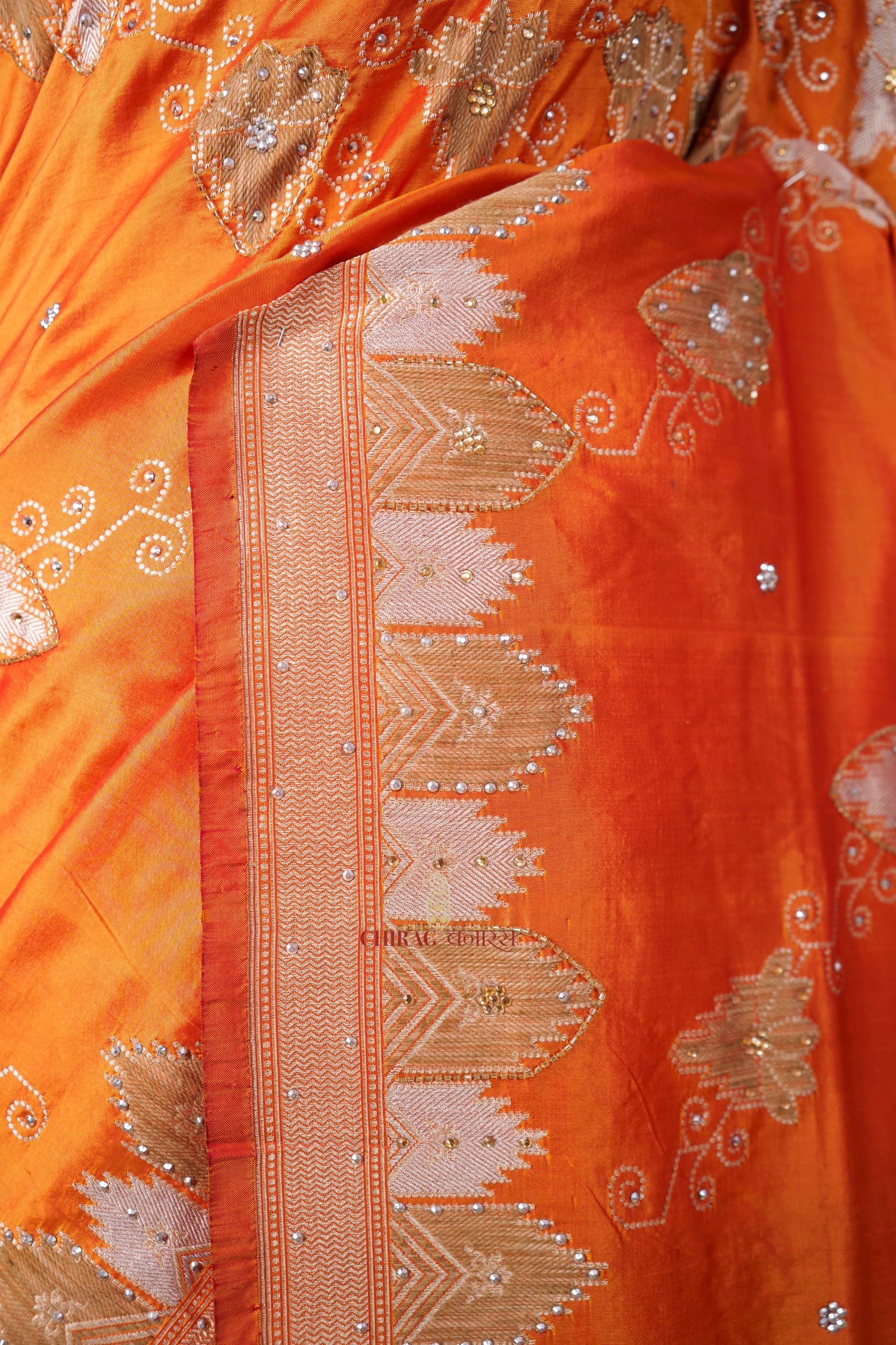 Pure Kadhua Handloom Saree Designer Hand Embroidery Zardozi Work Saree