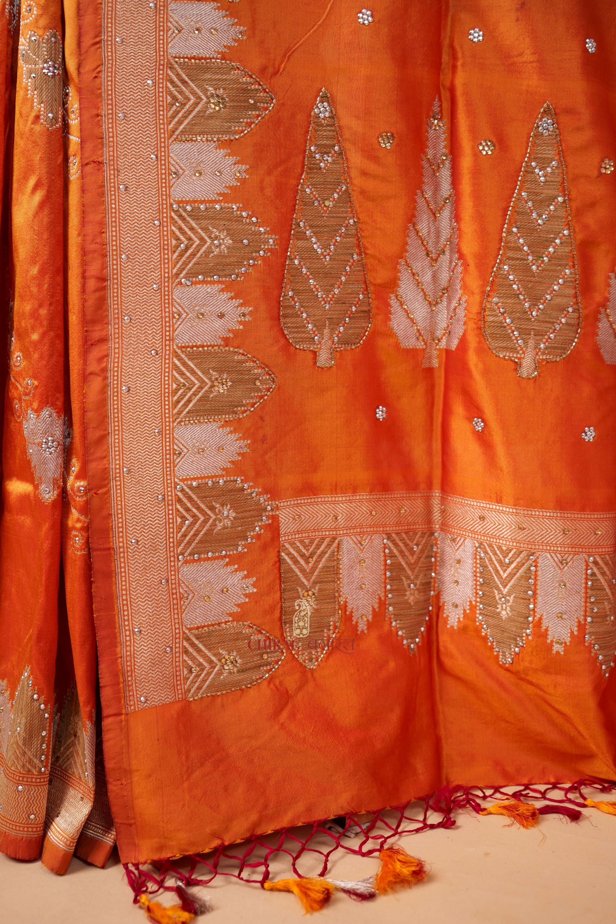 Pure Kadhua Handloom Saree Designer Hand Embroidery Zardozi Work Saree