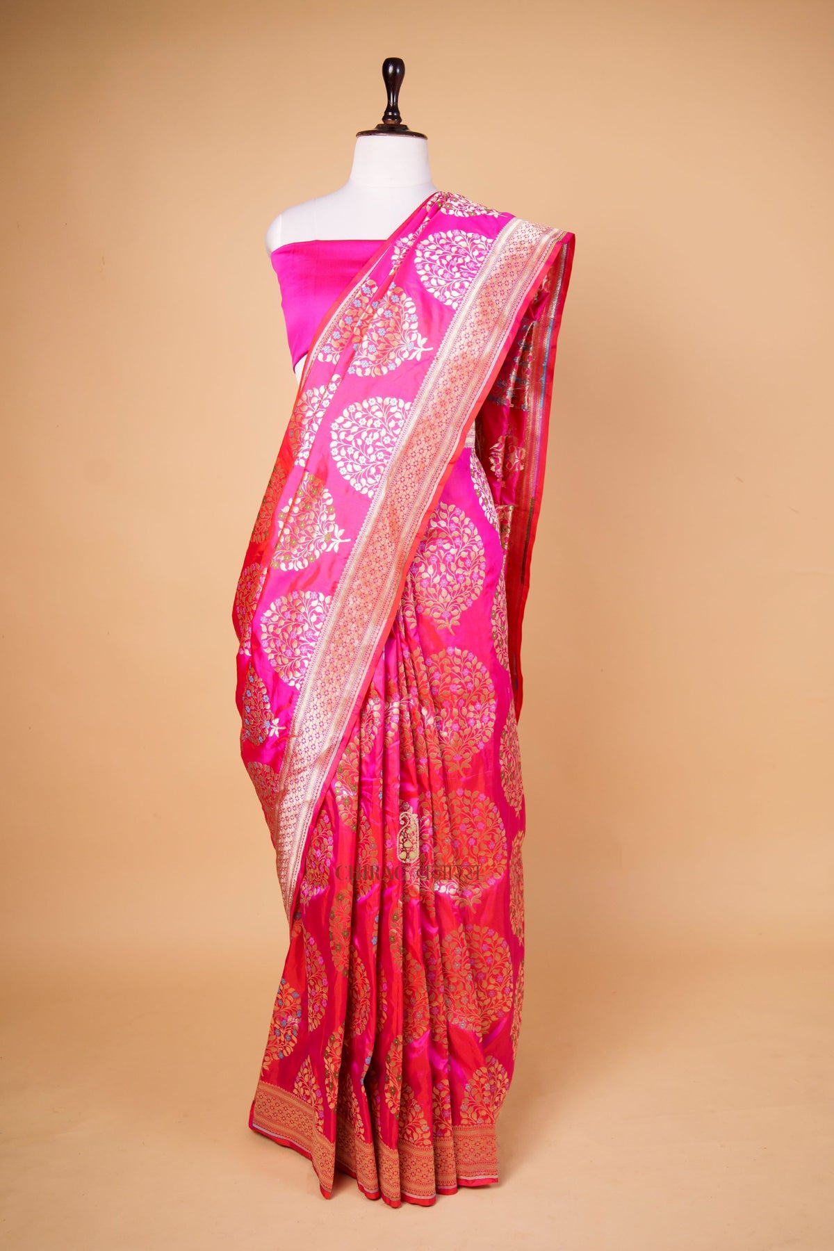 Pure Katan Silk Different Colours Meenakari Buta Design Saree