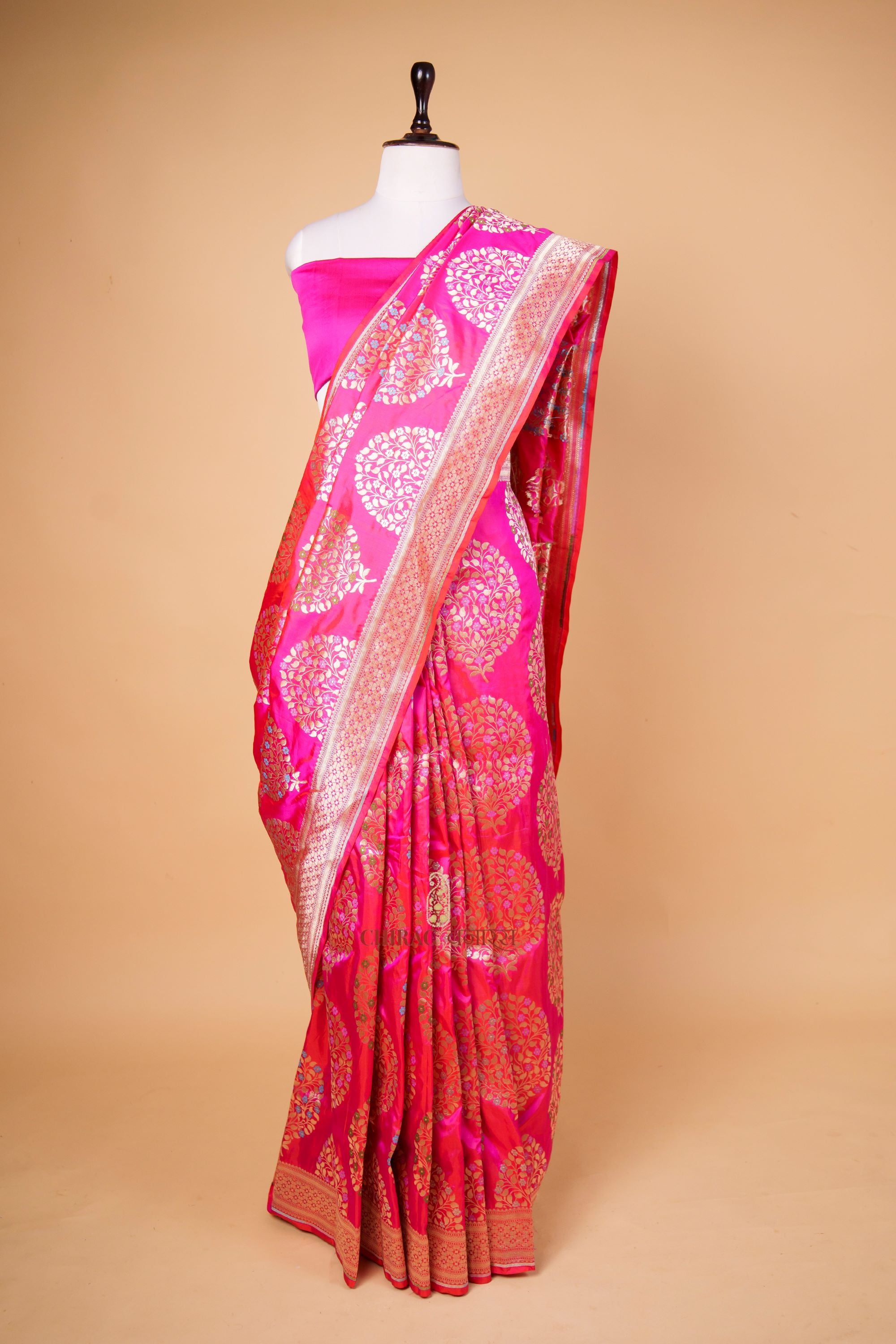 Pure Katan Silk Different Colours Meenakari Buta Design Saree