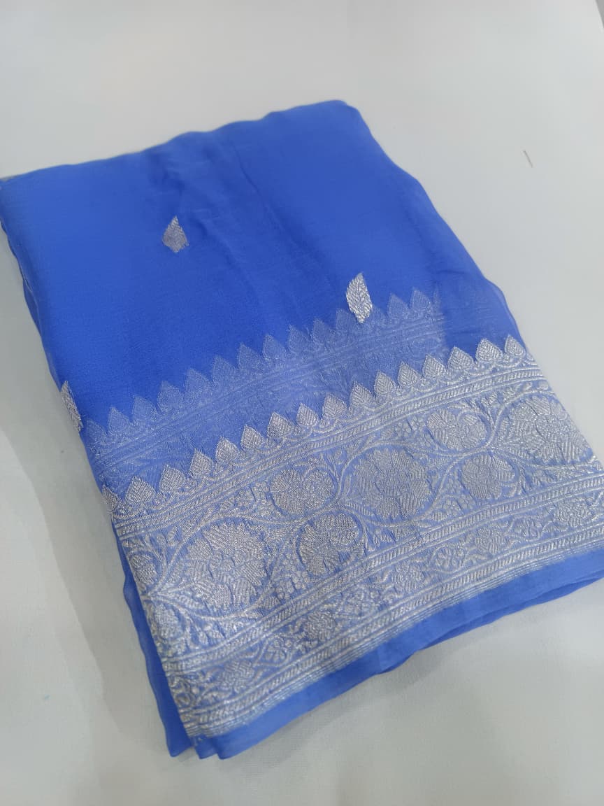 Pure Chiffon Khaddi Handloom Kadhua Saree