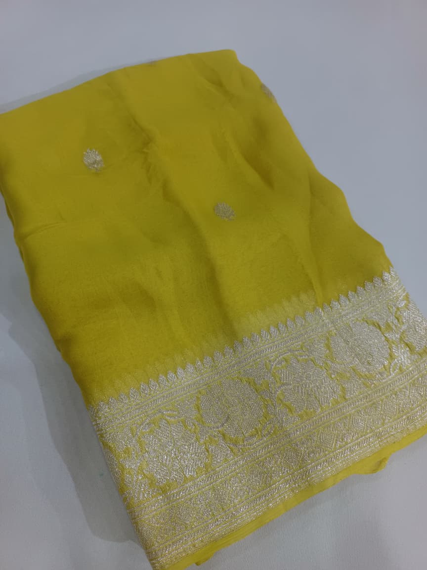 Pure Chiffon Khaddi Handloom Kadhua Saree