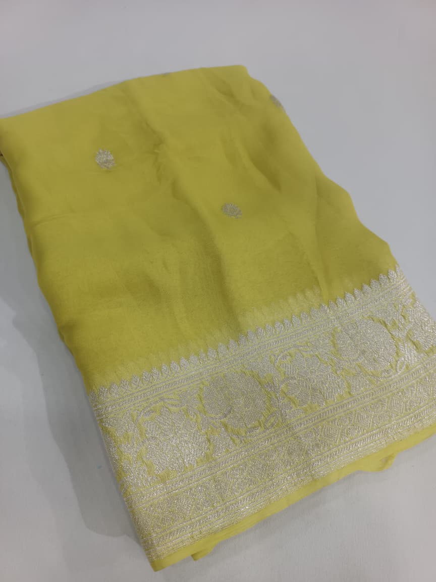 Pure Chiffon Khaddi Handloom Kadhua Saree