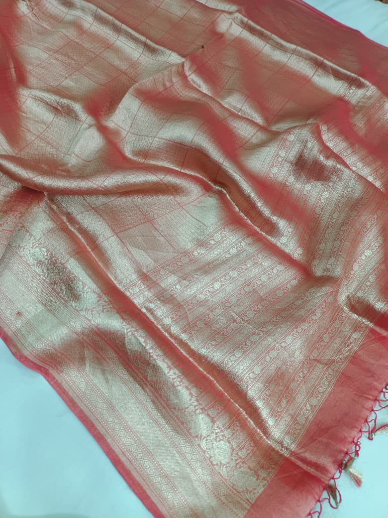 Pure Tissue Charkhana Handloom Soft Saree