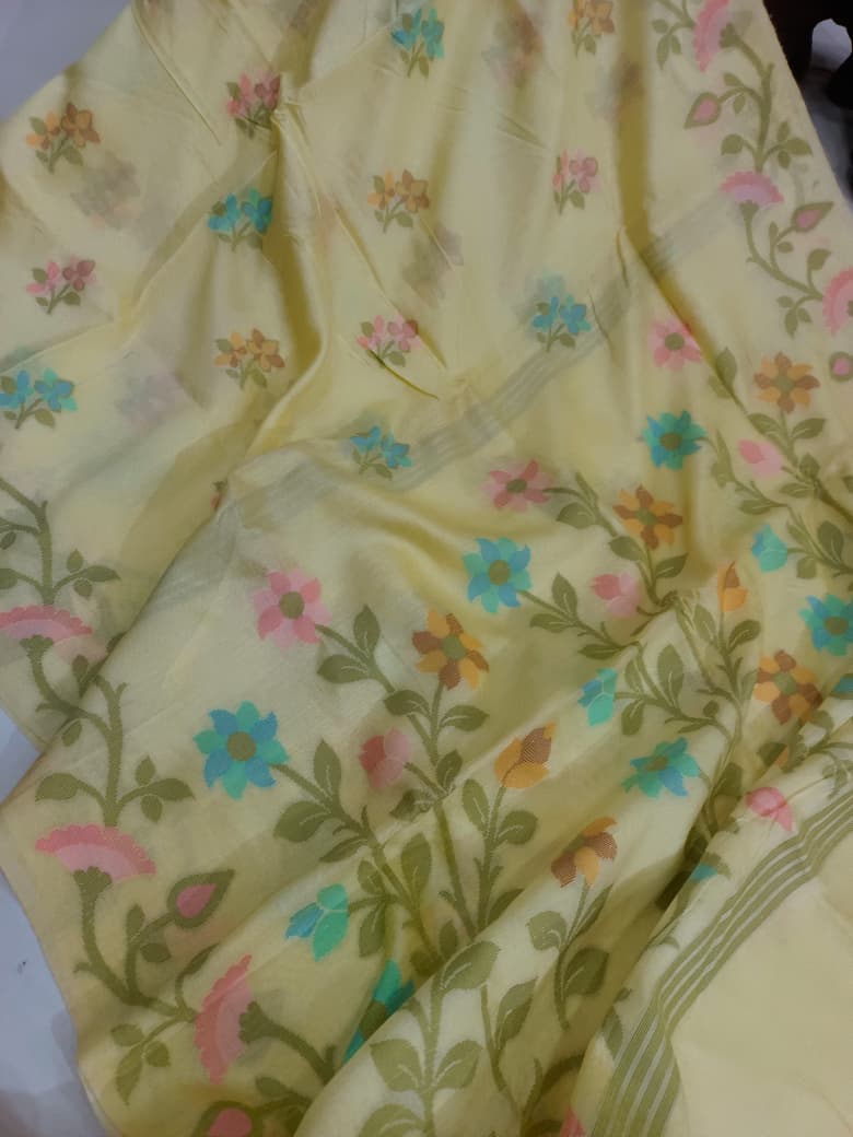 Pure Raw Silk Jangala Minakari  Handloom Saree