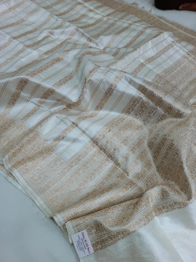 Pure Raw Silk Handloom Vertical Designer Saree