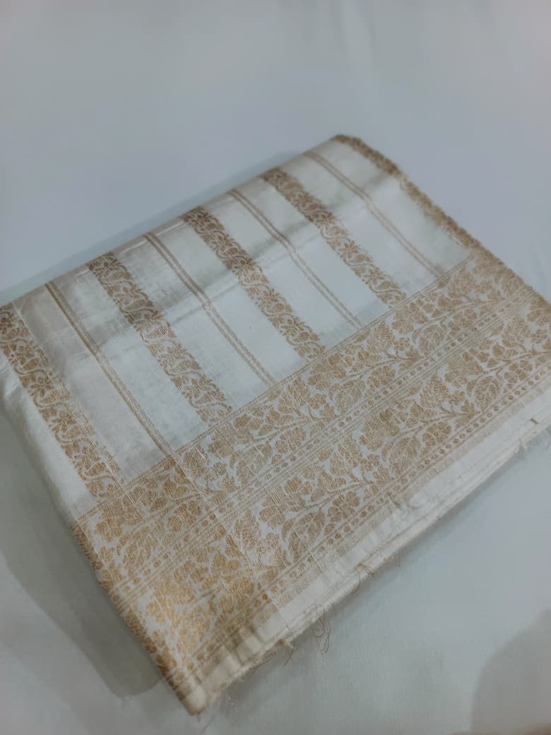 Pure Raw Silk Handloom Vertical Designer Saree