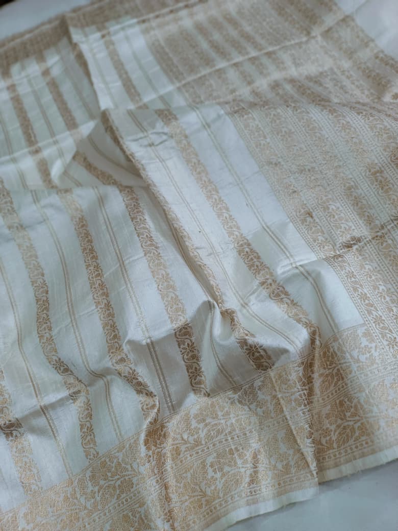 Pure Raw Silk Handloom Vertical Designer Saree