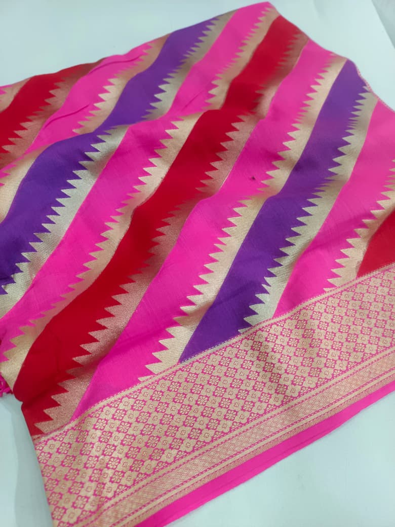 Pure Handloom Munga Silk Rangkat Brush Die Saree