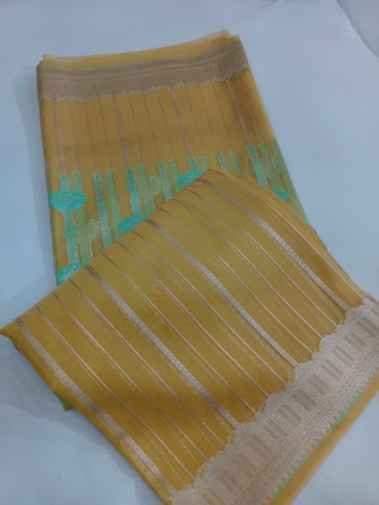 Kora Organza Silk Banarasi Border Saree