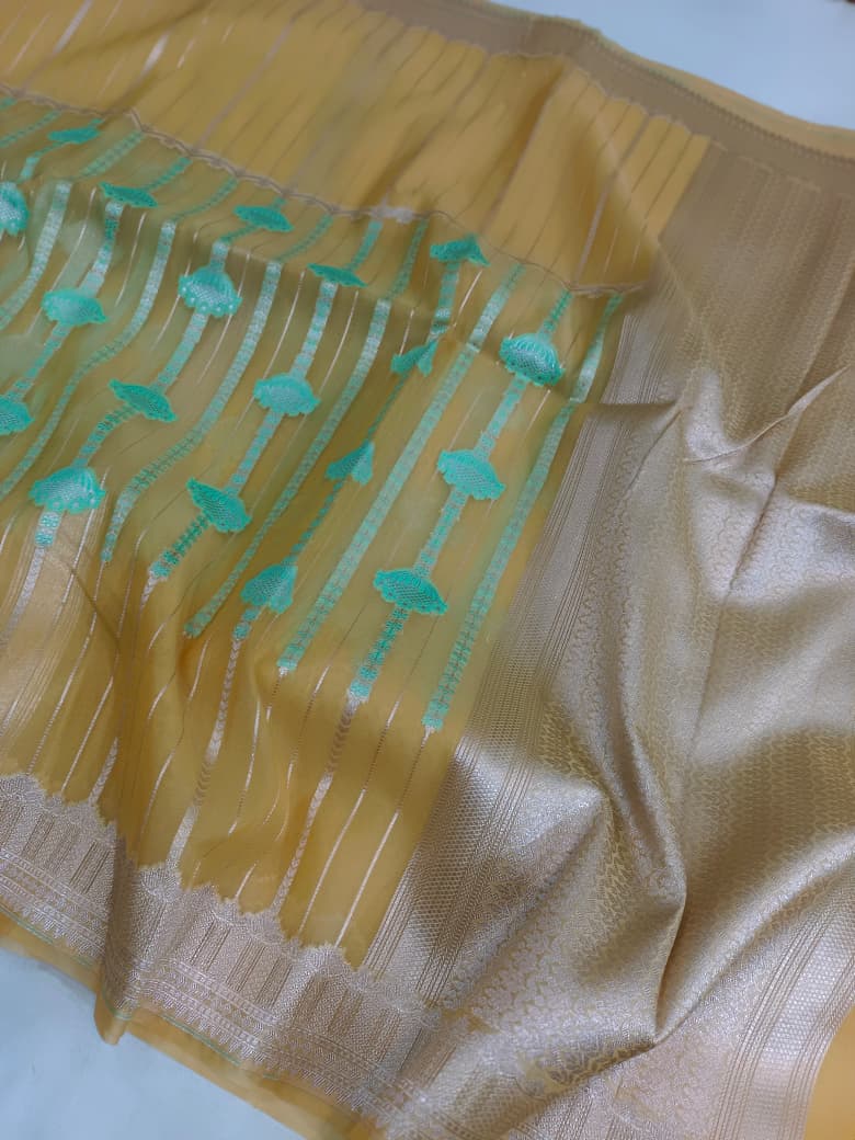 Kora Organza Silk Banarasi Border Saree