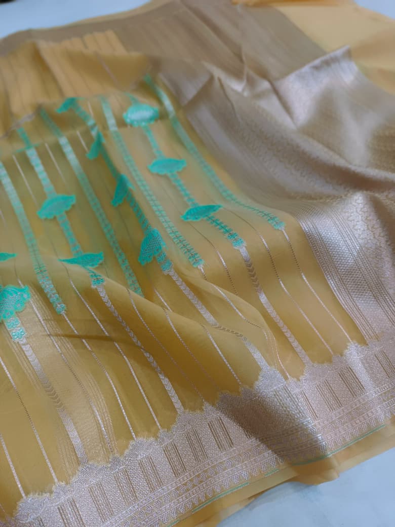 Kora Organza Silk Banarasi Border Saree