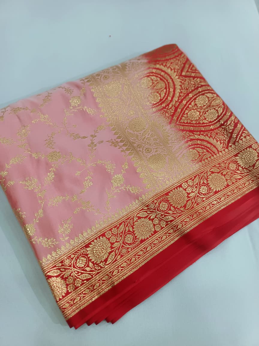 Mashru Katan Silk Contrast Anchal Border Saree