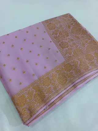 Pure Banarasi Khaddi Crape Silk Handloom Saree