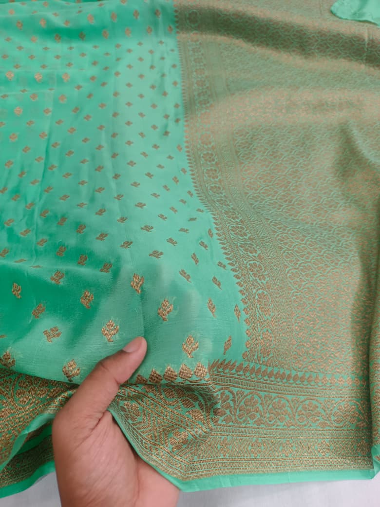 Pure Banarasi Khaddi Crape Silk Handloom Saree
