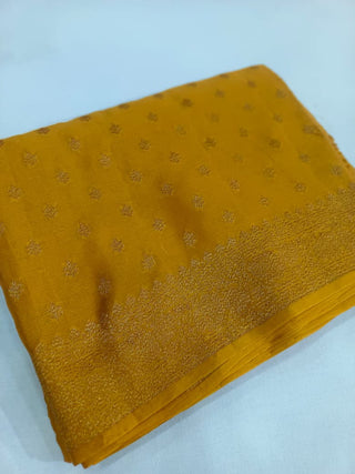 Pure Banarasi Khaddi Crape Silk Handloom Saree
