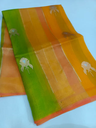 Pure Banarasi Kora Kadhua Silk Handloom Rangkat Saree